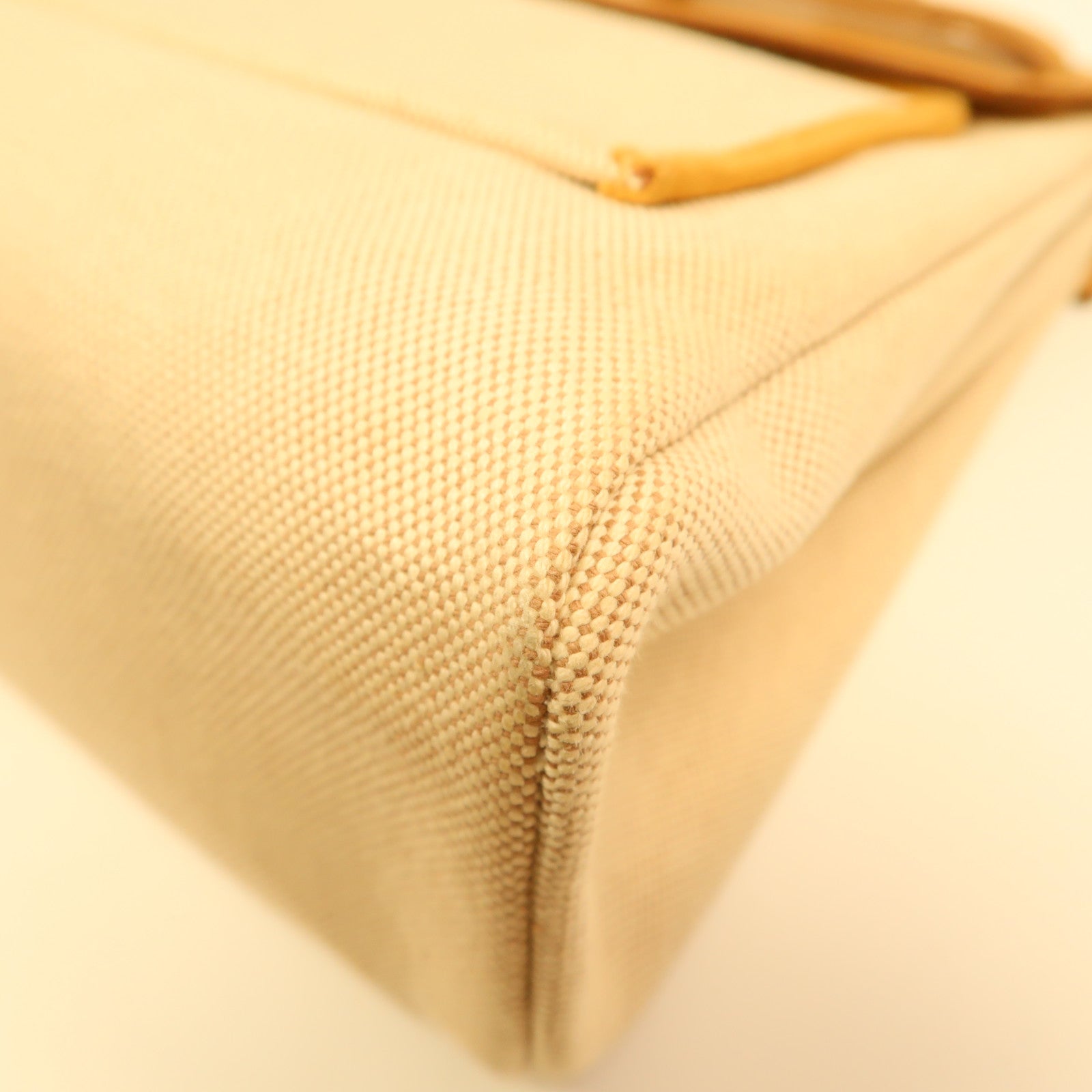 HERMES 帆布Herbag PM銀扣手挽肩背兩用袋米色