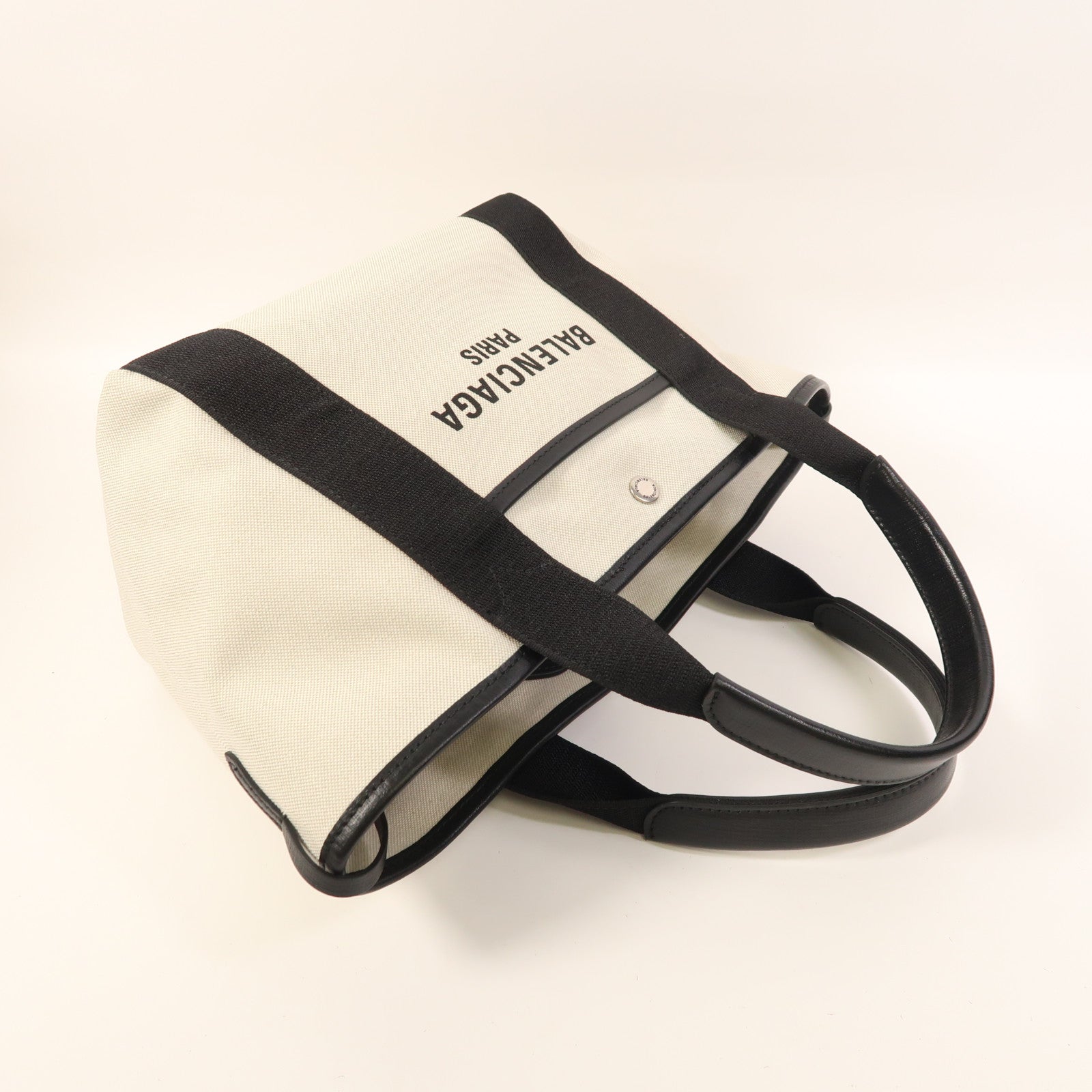 BALENCIAGA 帆布Biarritz銀扣手挽肩背兩用袋