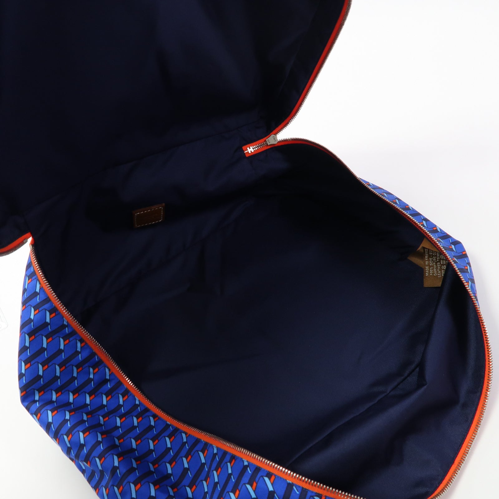 HERMES 【激減優惠】絲質Pouch銀扣手拿包藍色