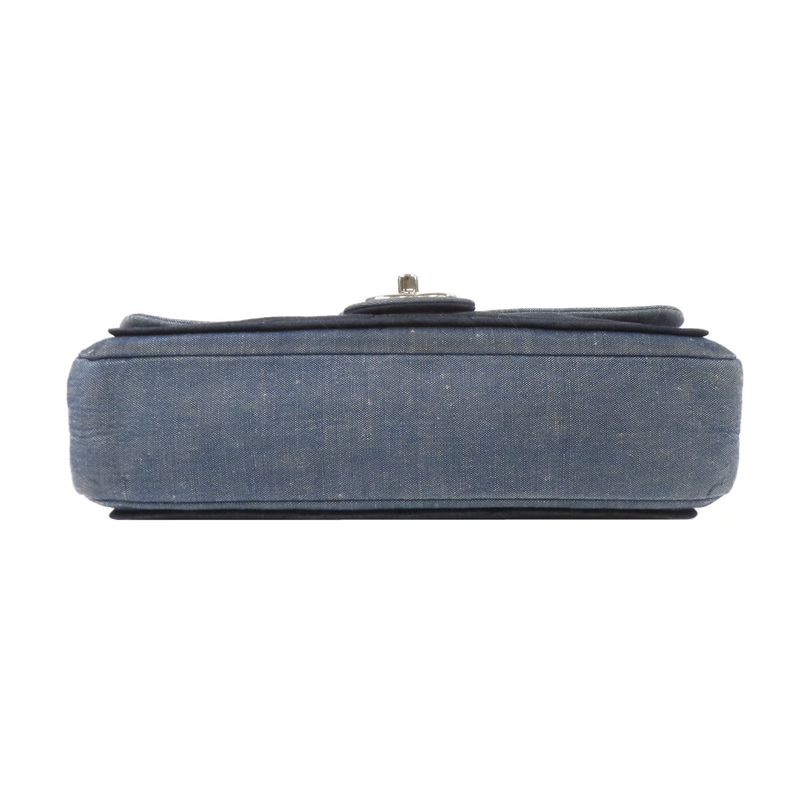 CHANEL 牛仔布Chain Shoulder銀扣鏈帶肩背袋藍色