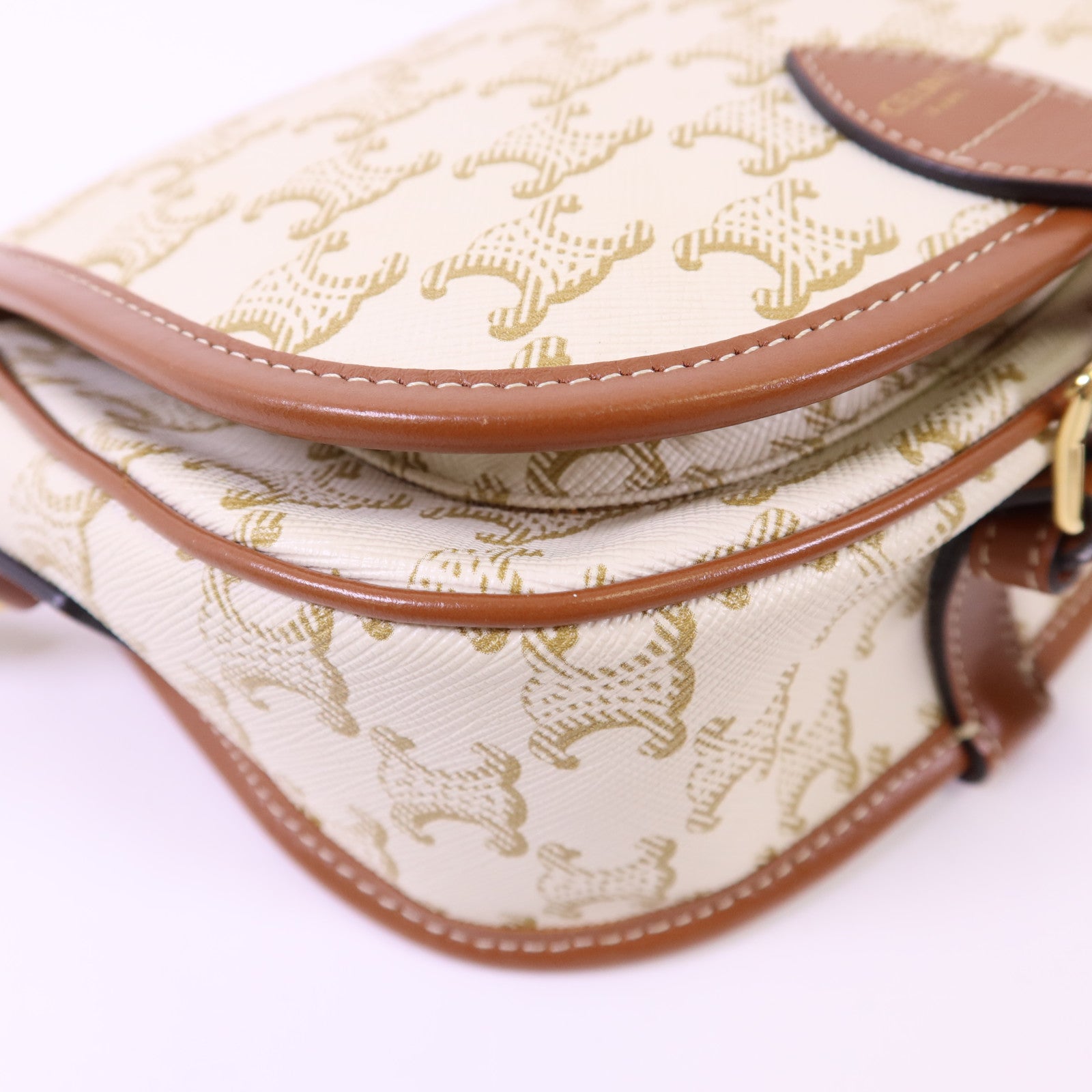 CELINE 塗層帆布Folco金扣肩背袋