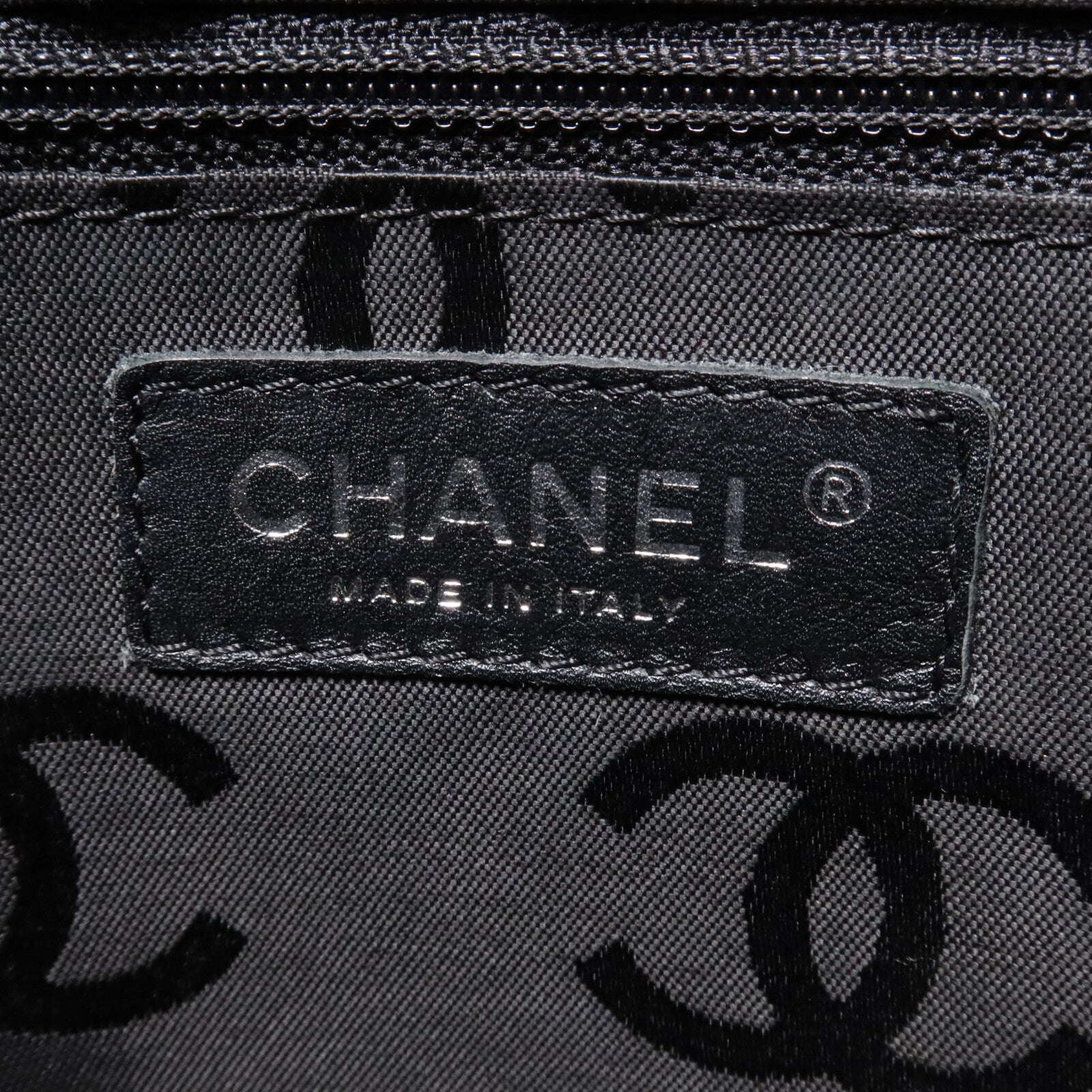 CHANEL 馬毛/漆皮皮革CC Pocket Tote鏈帶肩背袋
