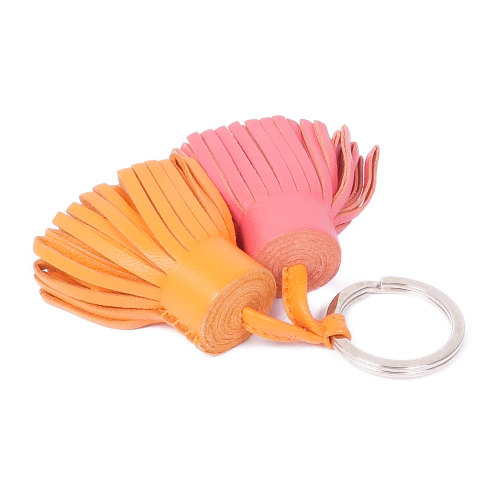 HERMES Swift皮革Double Carmen銀扣掛飾Rose Jaipur/Orange
