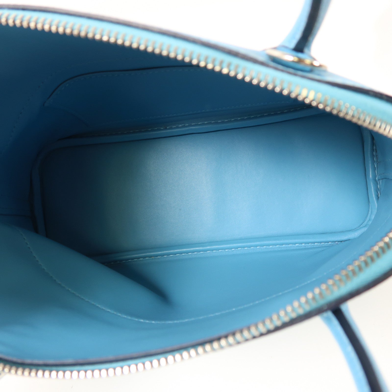 HERMES Epsom皮革Bolide 27銀扣手挽肩背兩用袋Bleu Atoll藍色