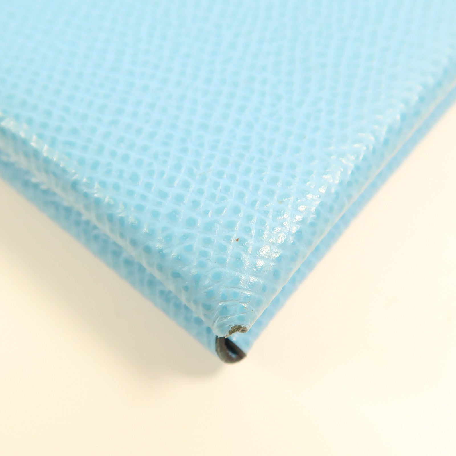 HERMES Epsom皮革Calvi銀扣卡片套Bleu Aztec淺藍色