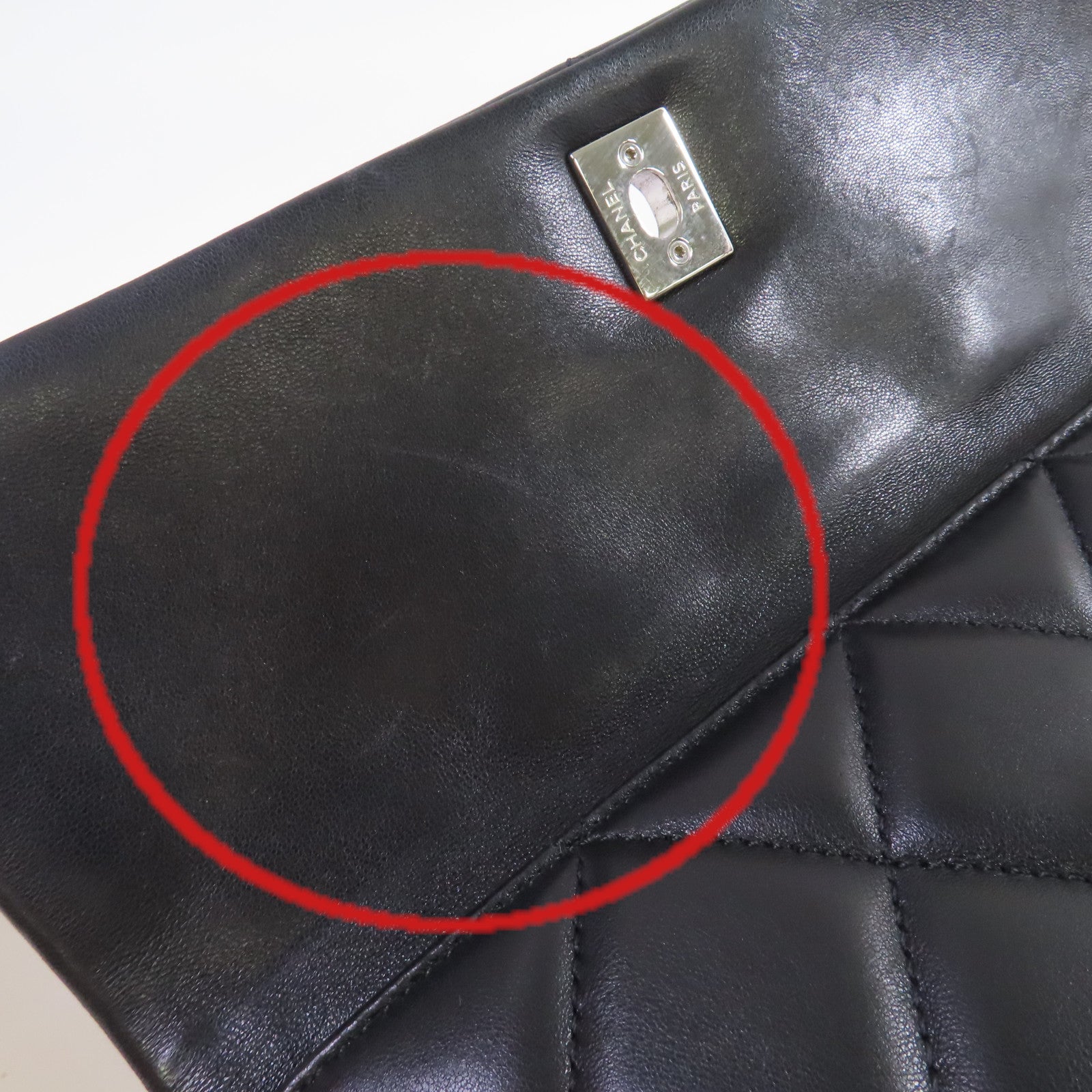 CHANEL 菱格羊皮皮革Chain Shoulder Bag銀扣鏈帶肩背袋黑色