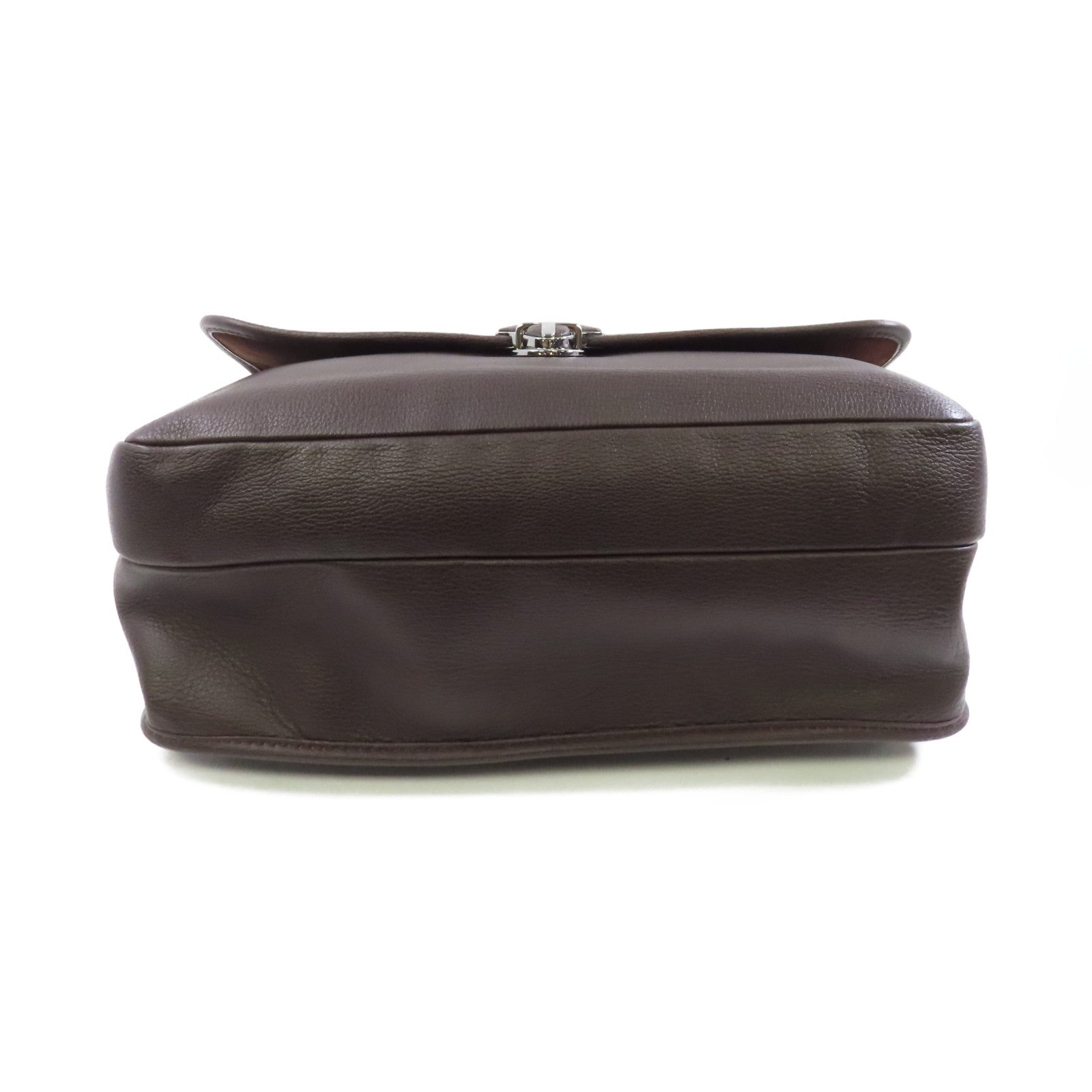 LOEWE 牛皮皮革Shoulder Bag銀扣肩背袋啡色