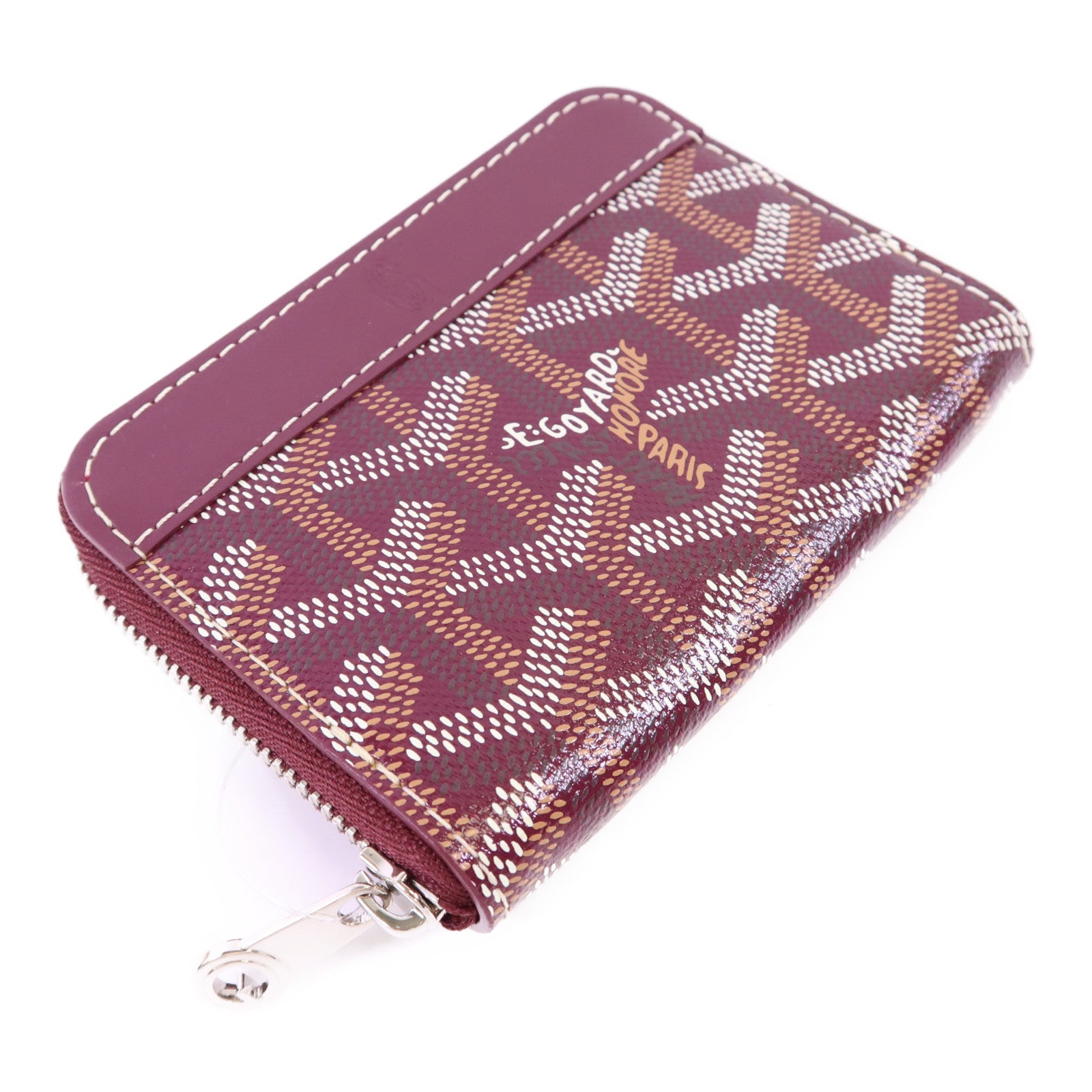 GOYARD 塗層帆布/牛皮皮革Matignon Mini Wallet銀扣錢包