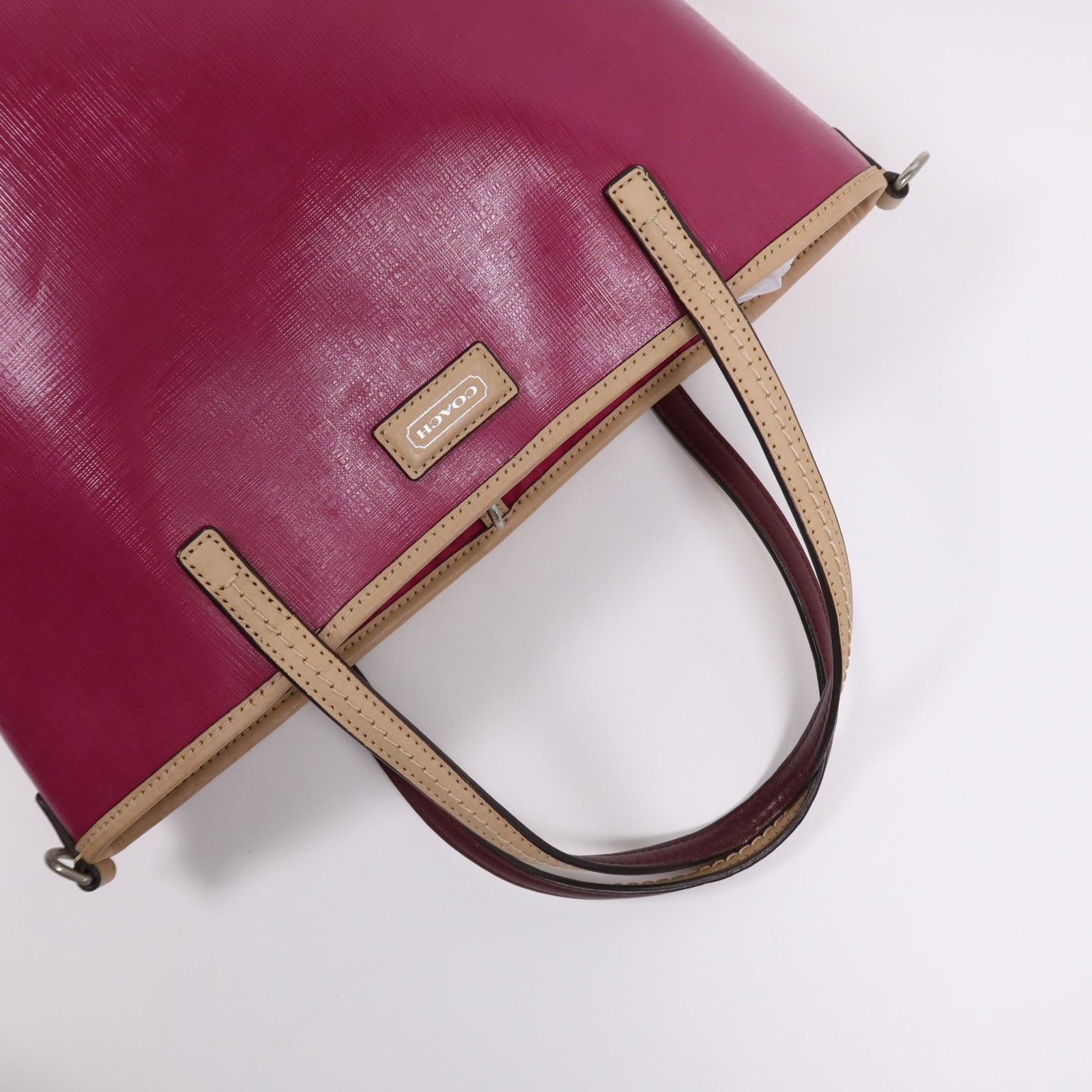 COACH 牛皮皮革Tote Bag銀扣手挽袋