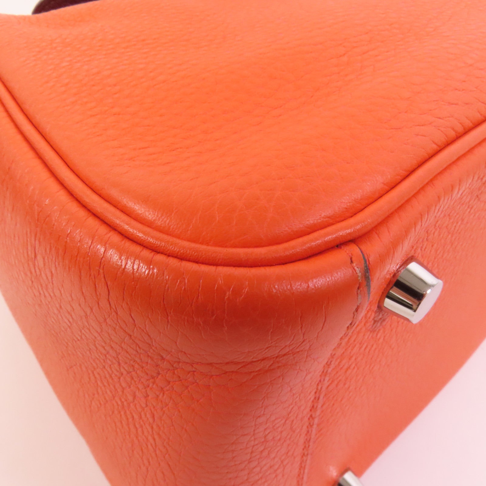 HERMES Clemence皮革Lindy 26銀扣手挽肩背兩用袋Capucine