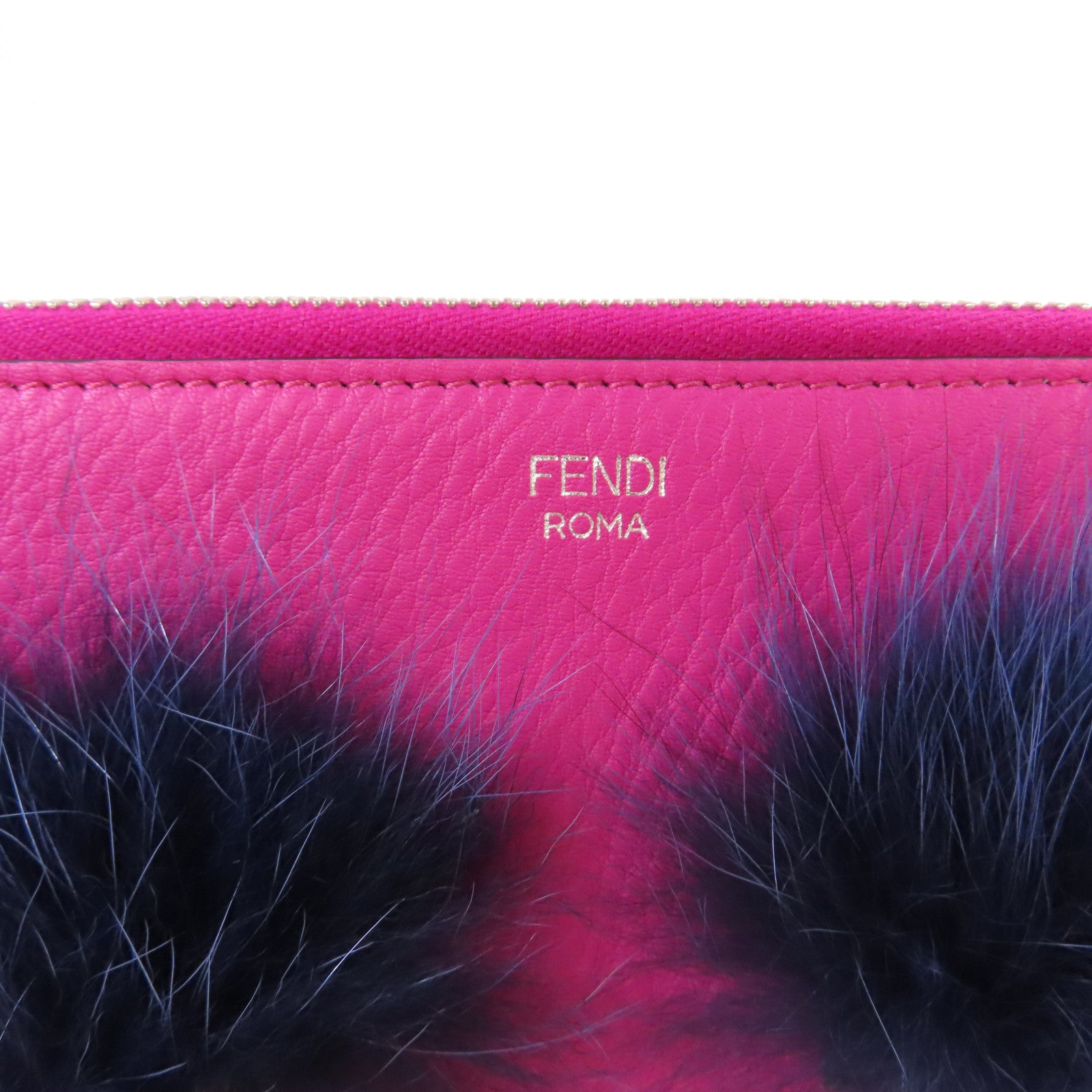 FENDI 牛皮皮革Monster Clutch Bag銀扣手拿包粉紫色