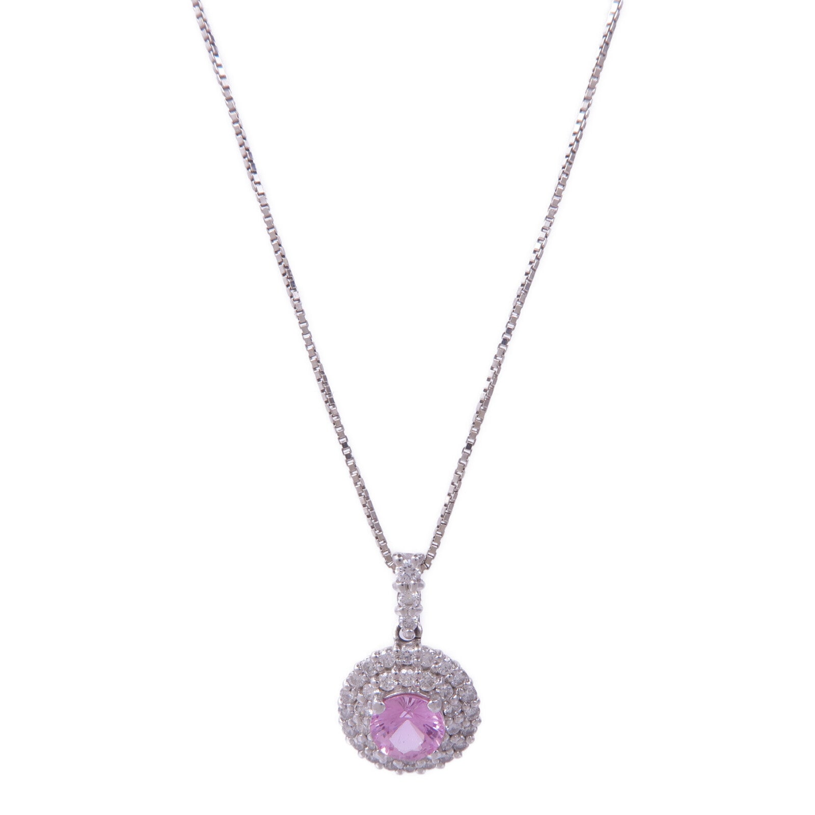 JEWELRY 【激減優惠】PT900鉑金/18K白金Pink Sapphire Diamond Ring粉紅藍寶石/鑽石項鍊