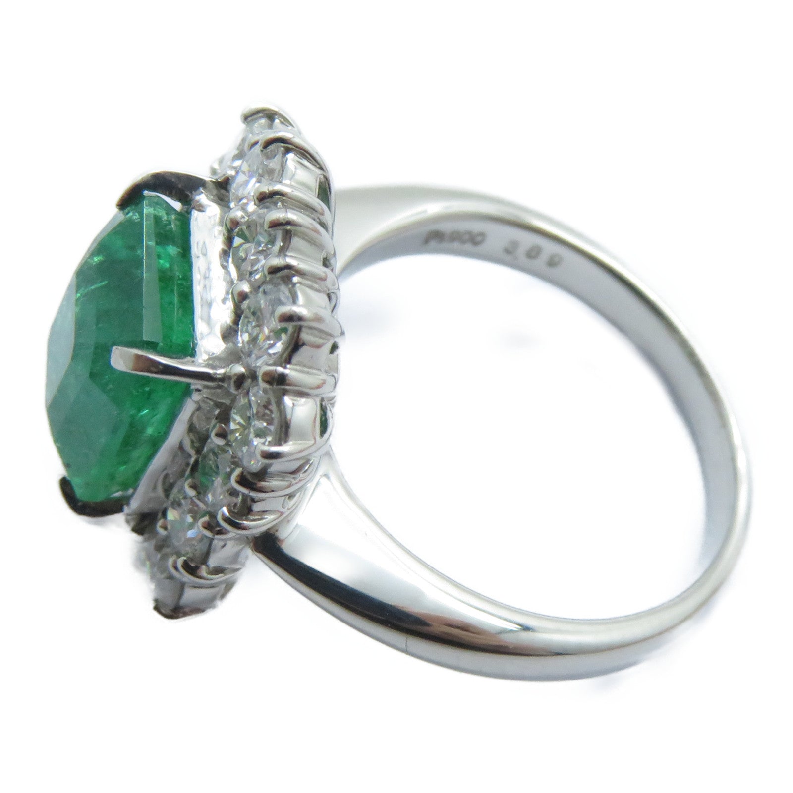 JEWELRY 【激減優惠】PT900鉑金Emerald Diamond Ring 3.89ct綠寶石/1.27ct鑽石戒指US#6.25