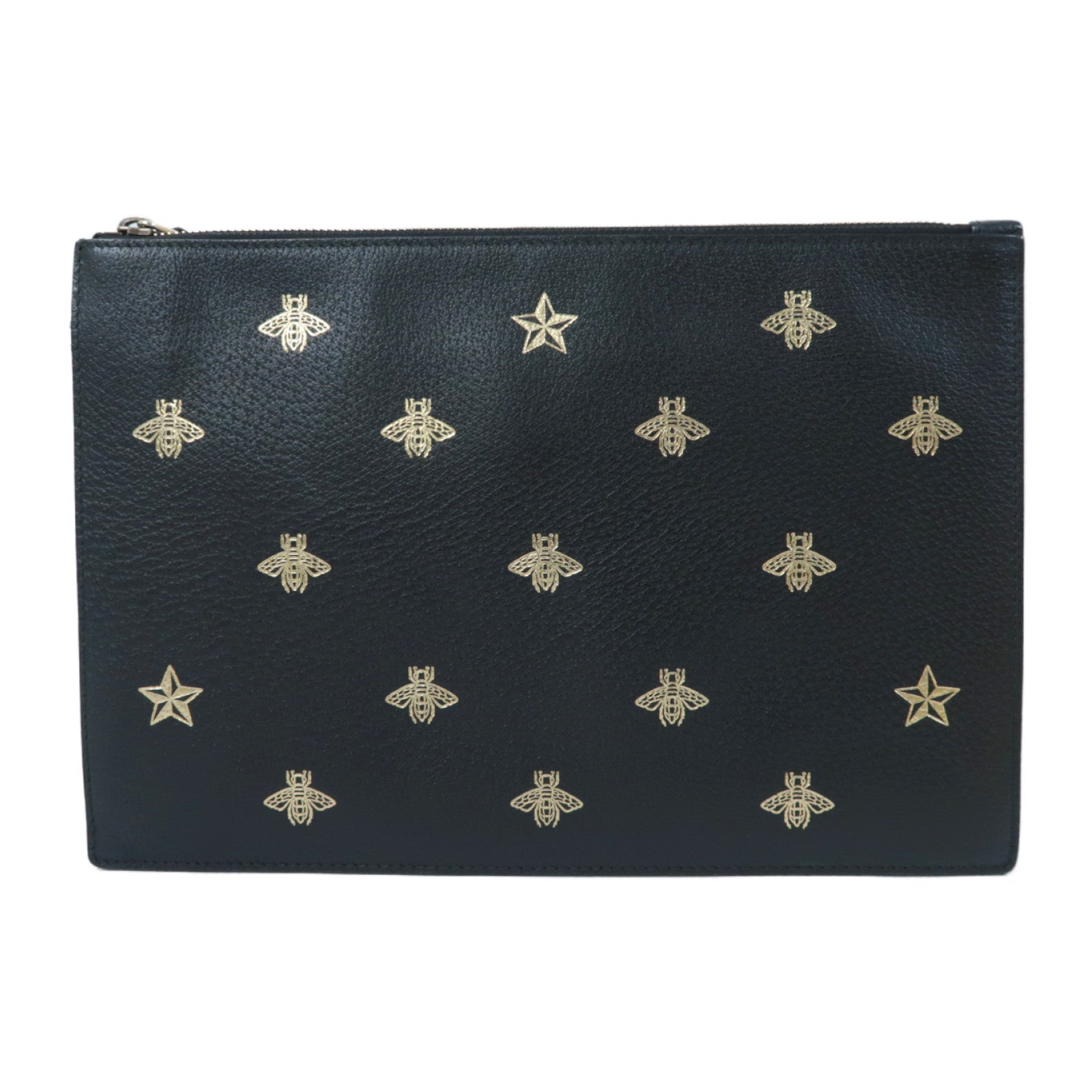 GUCCI 【激減優惠】牛皮皮革Bee Star Pouch金扣手拿包黑色