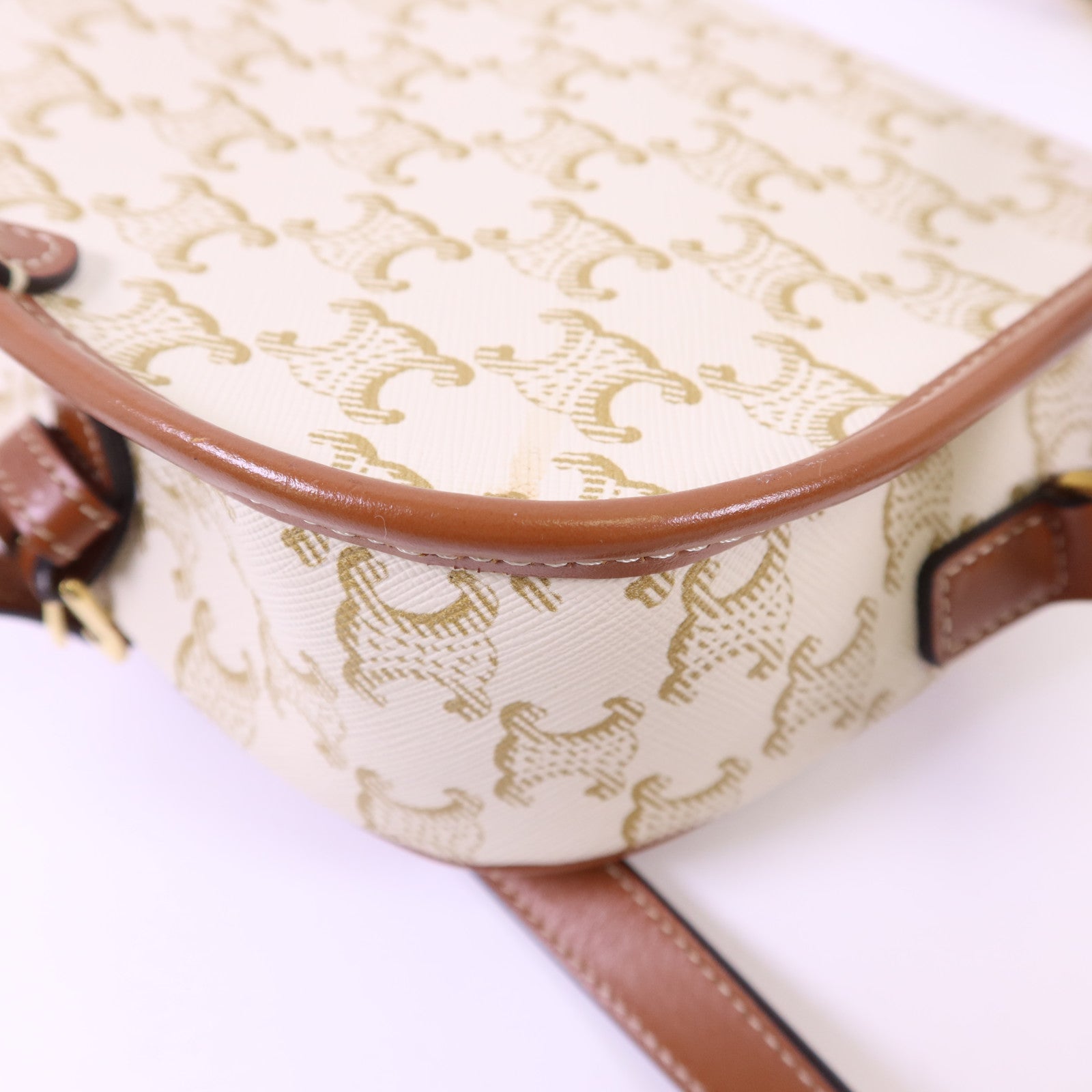 CELINE 塗層帆布Folco金扣肩背袋
