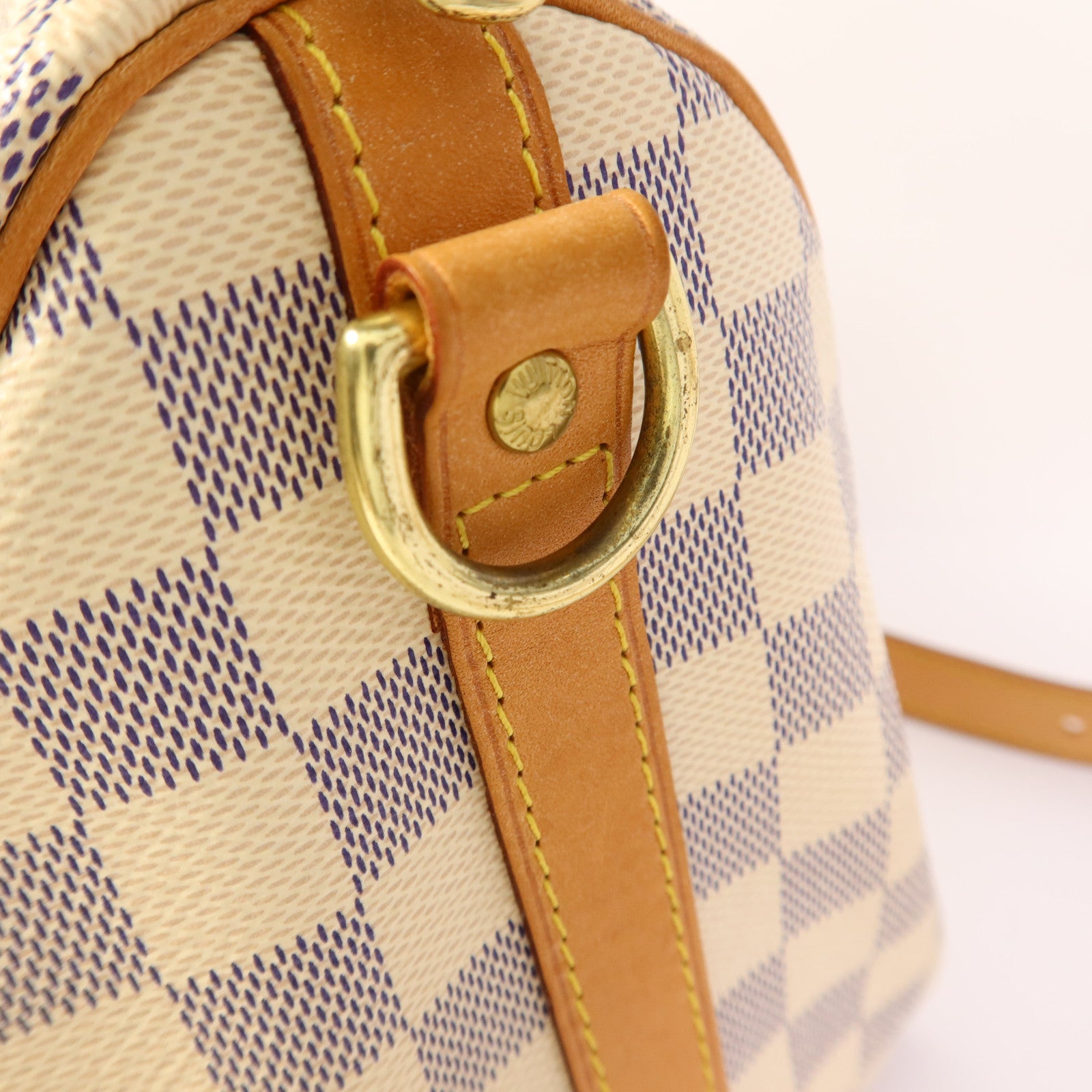 LOUIS VUITTON Damier Azur Speedy Bandouliere 25金扣手挽肩背兩用袋