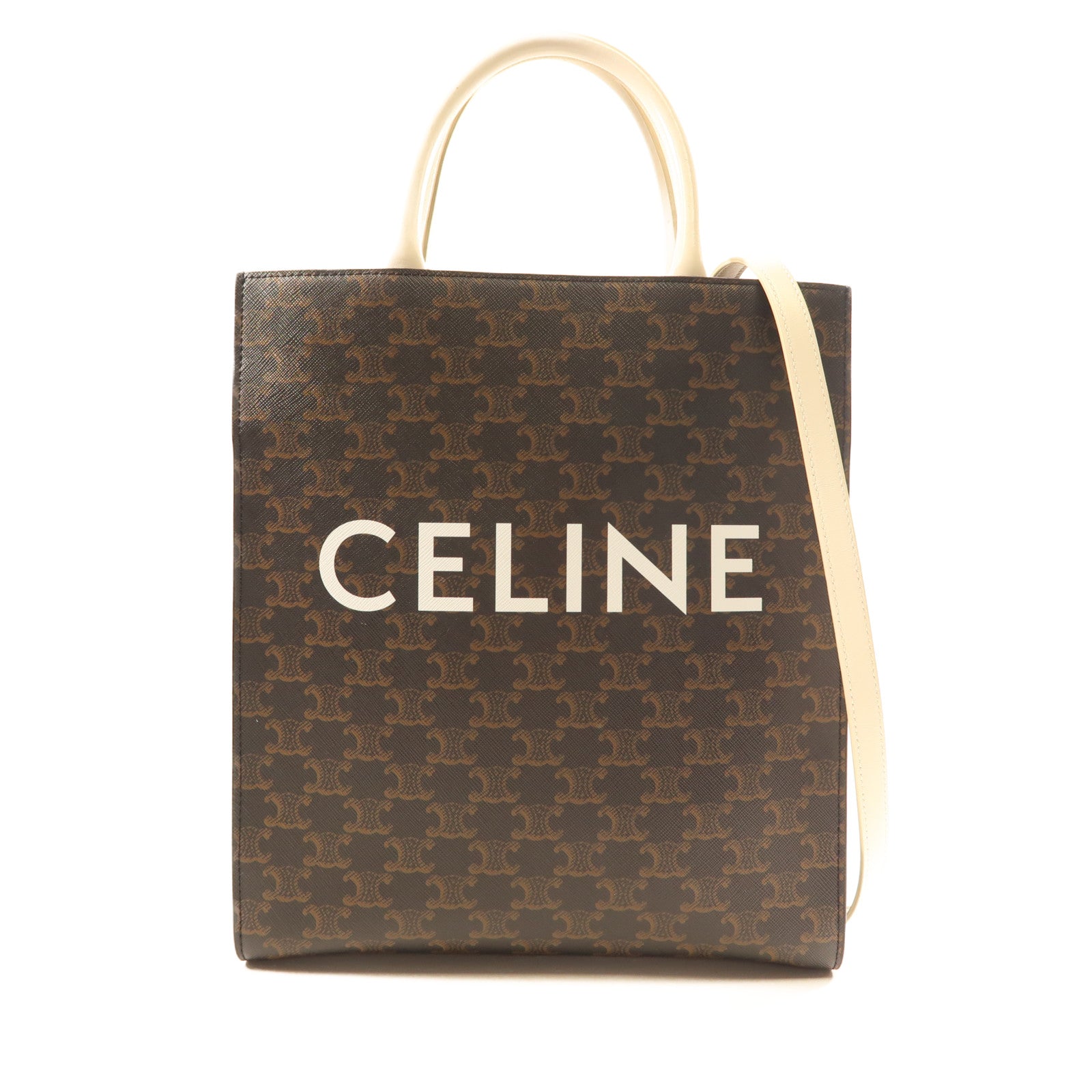CELINE 【激減優惠】塗層帆布Cabas Triomphe金扣手挽肩背兩用袋