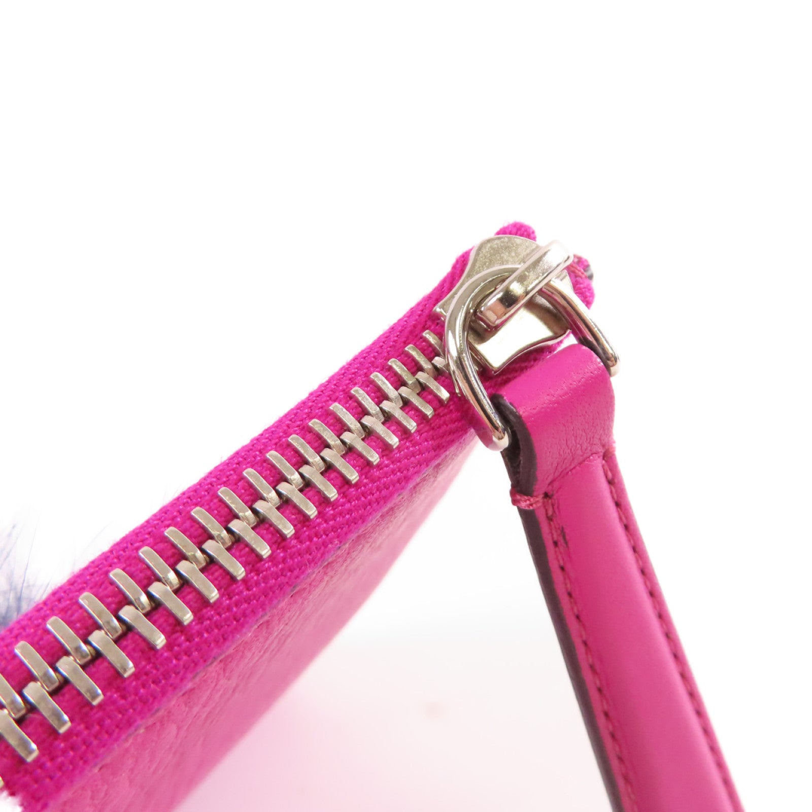 FENDI 牛皮皮革Monster Clutch Bag銀扣手拿包粉紫色