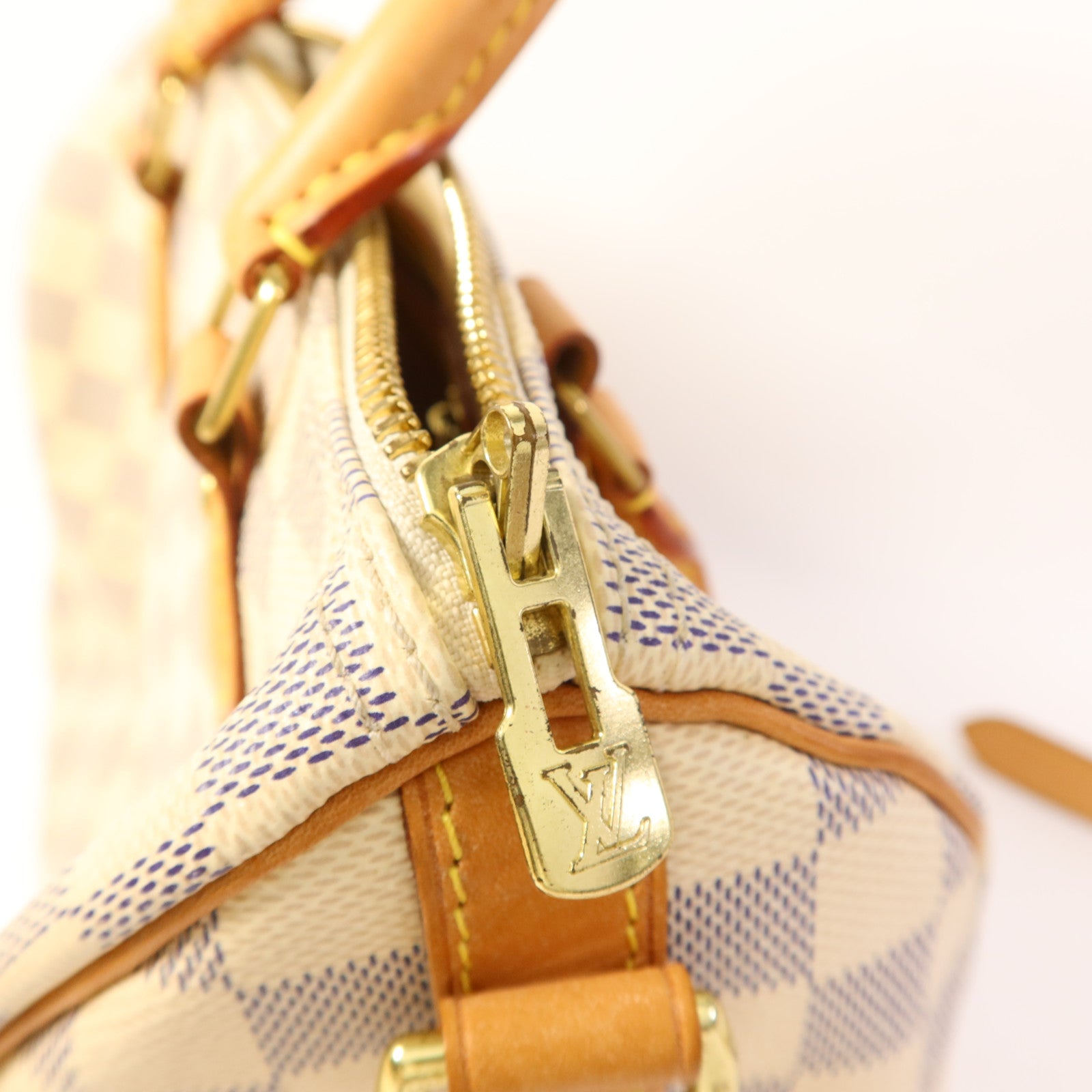 LOUIS VUITTON Damier Azur Speedy Bandouliere 25金扣手挽肩背兩用袋