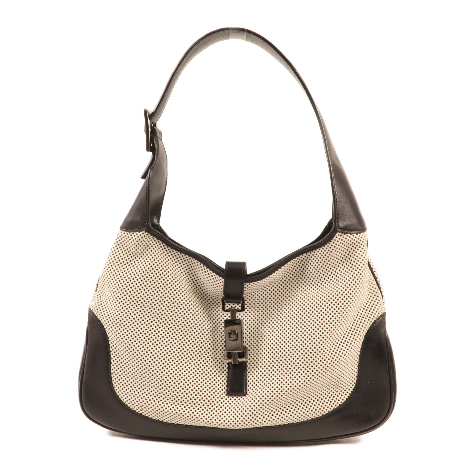 GUCCI 帆布Shoulder Bag銀扣肩背袋