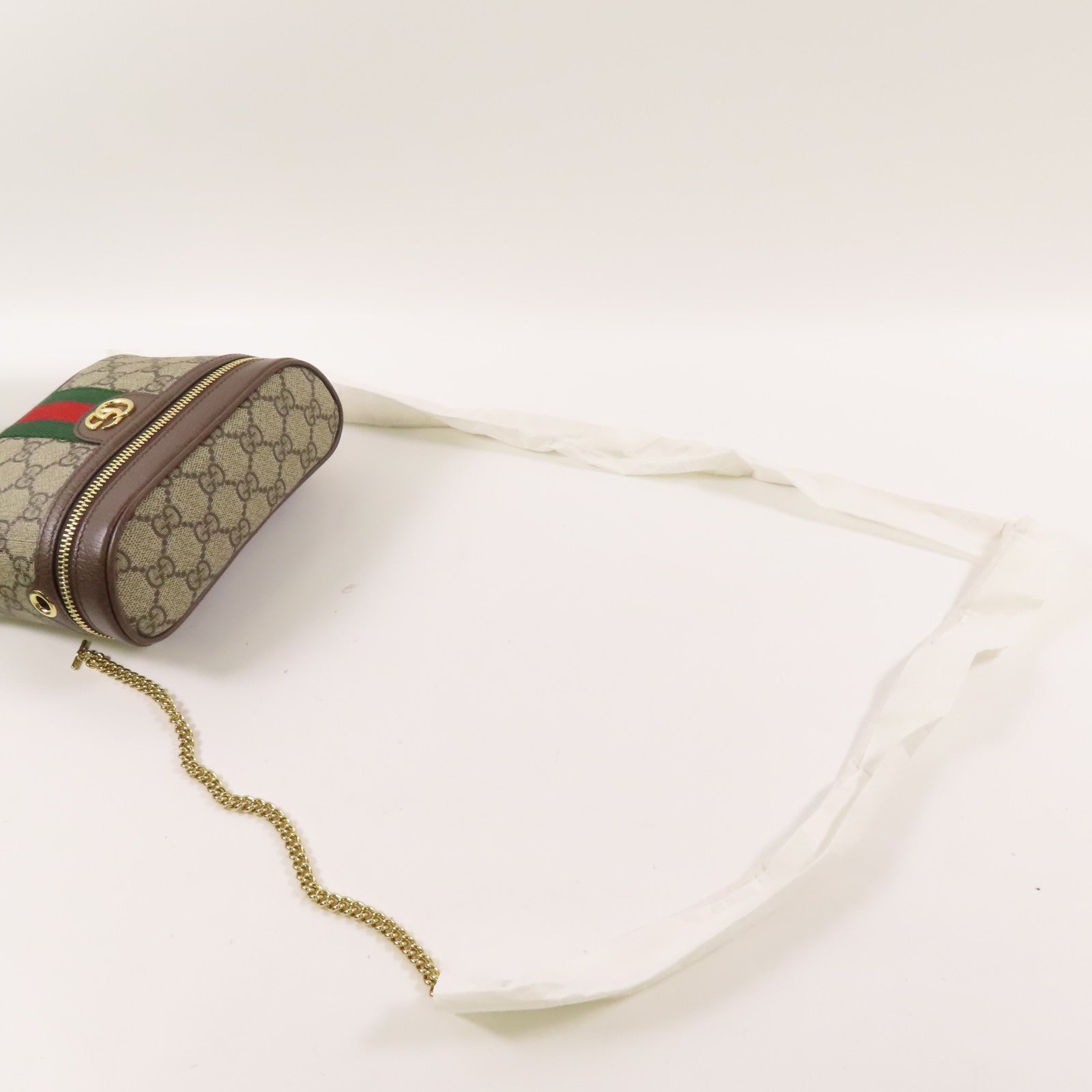 GUCCI 塗層帆布GG Supreme Ophidia金扣腰包/鏈帶肩背袋