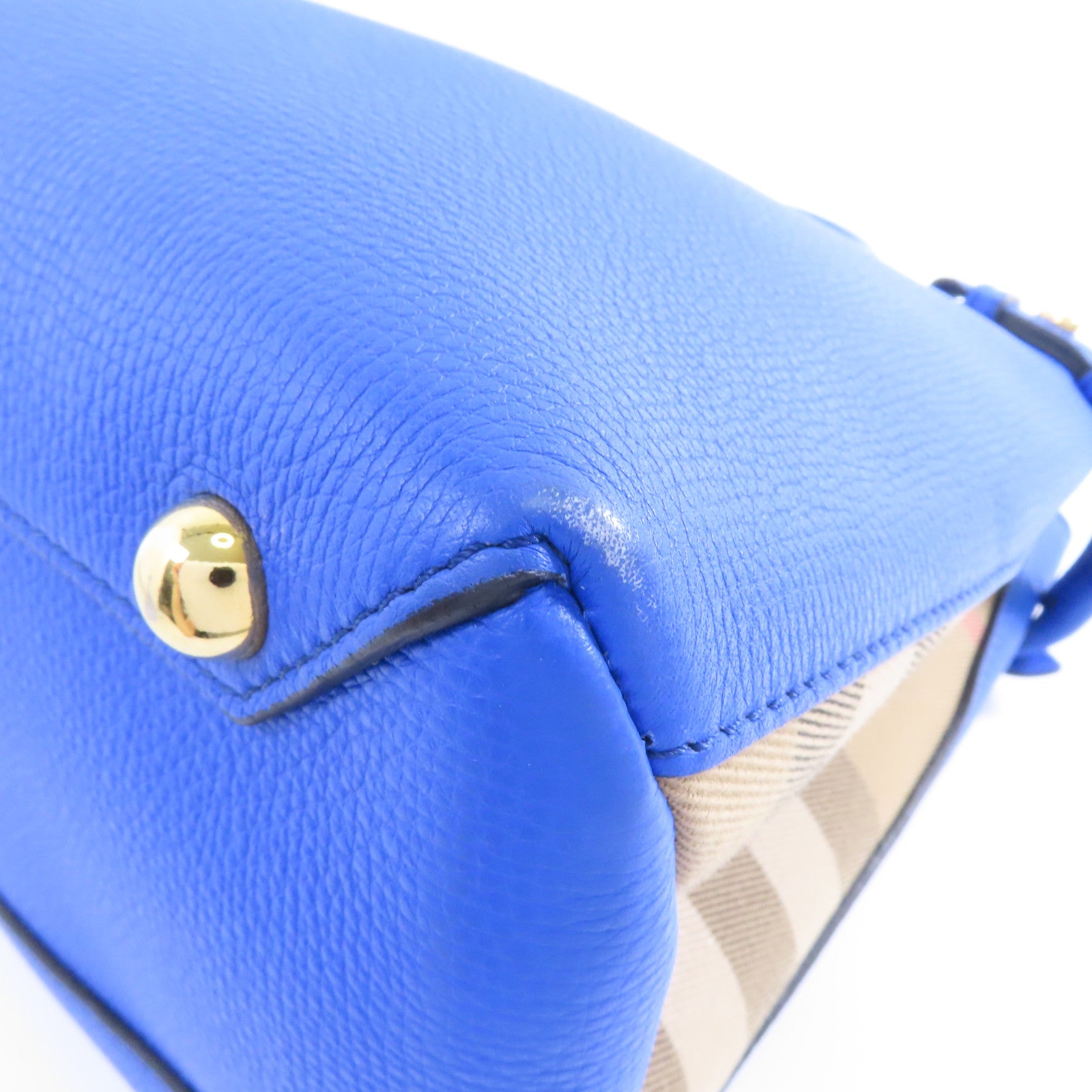 BURBERRY 牛皮皮革2way Shoulder Bag金扣手挽肩背兩用袋藍色