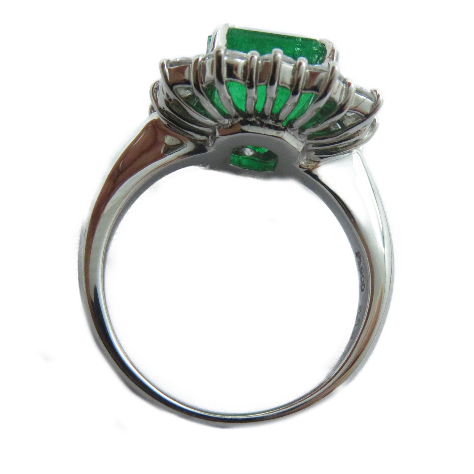 JEWELRY 【激減優惠】PT900鉑金Emerald Diamond Ring 3.89ct綠寶石/1.27ct鑽石戒指US#6.25