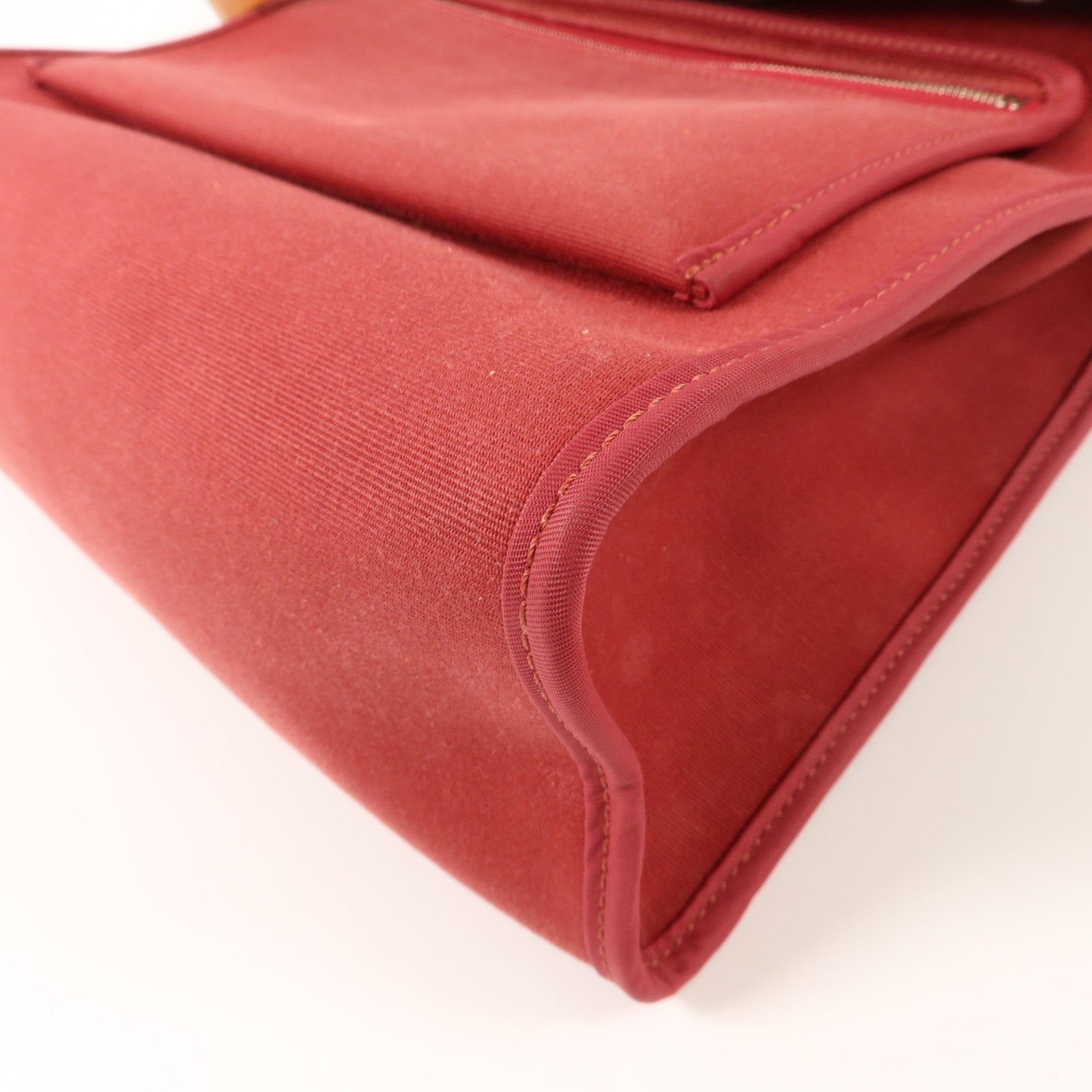 HERMES 帆布Herbag PM手挽肩背兩用袋Rubis/Fauve