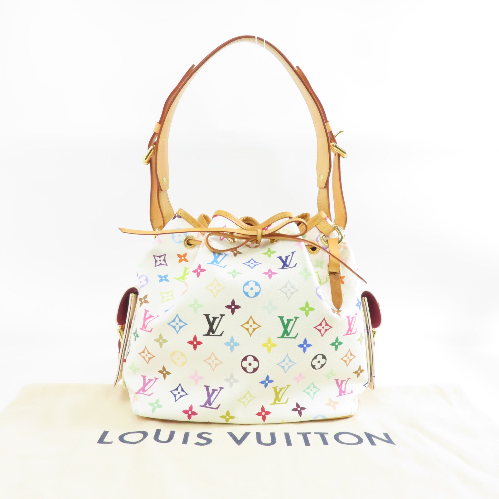 LOUIS VUITTON Monogram Multicolore Petit Noe金扣肩背袋白色/彩色