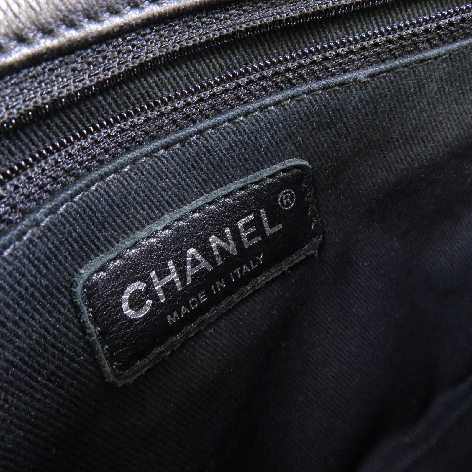CHANEL 菱格羊皮皮革Chain Shoulder Bag銀扣鏈帶肩背袋黑色