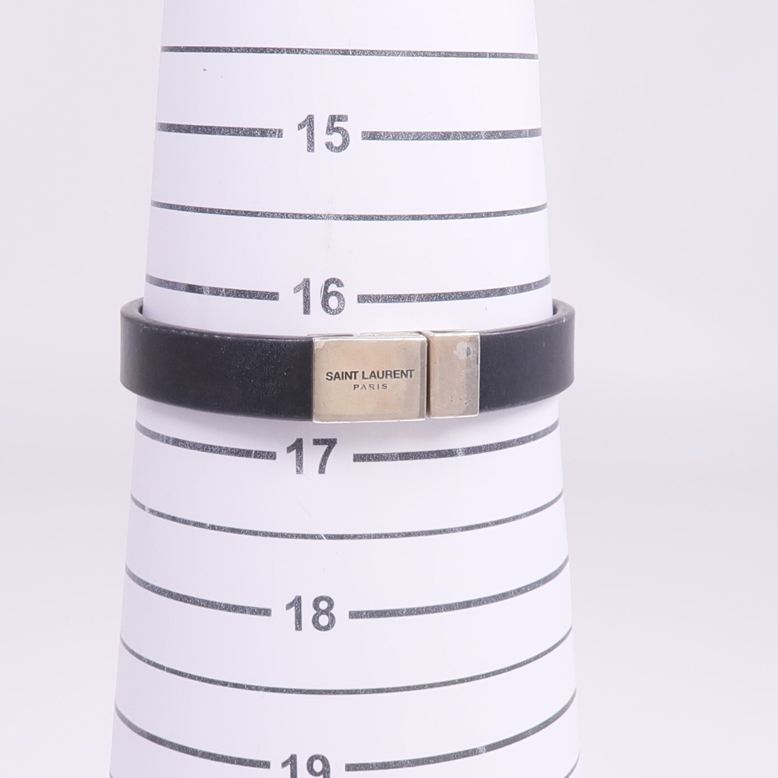 SAINT LAURENT 牛皮皮革Bracelet銀扣手帶