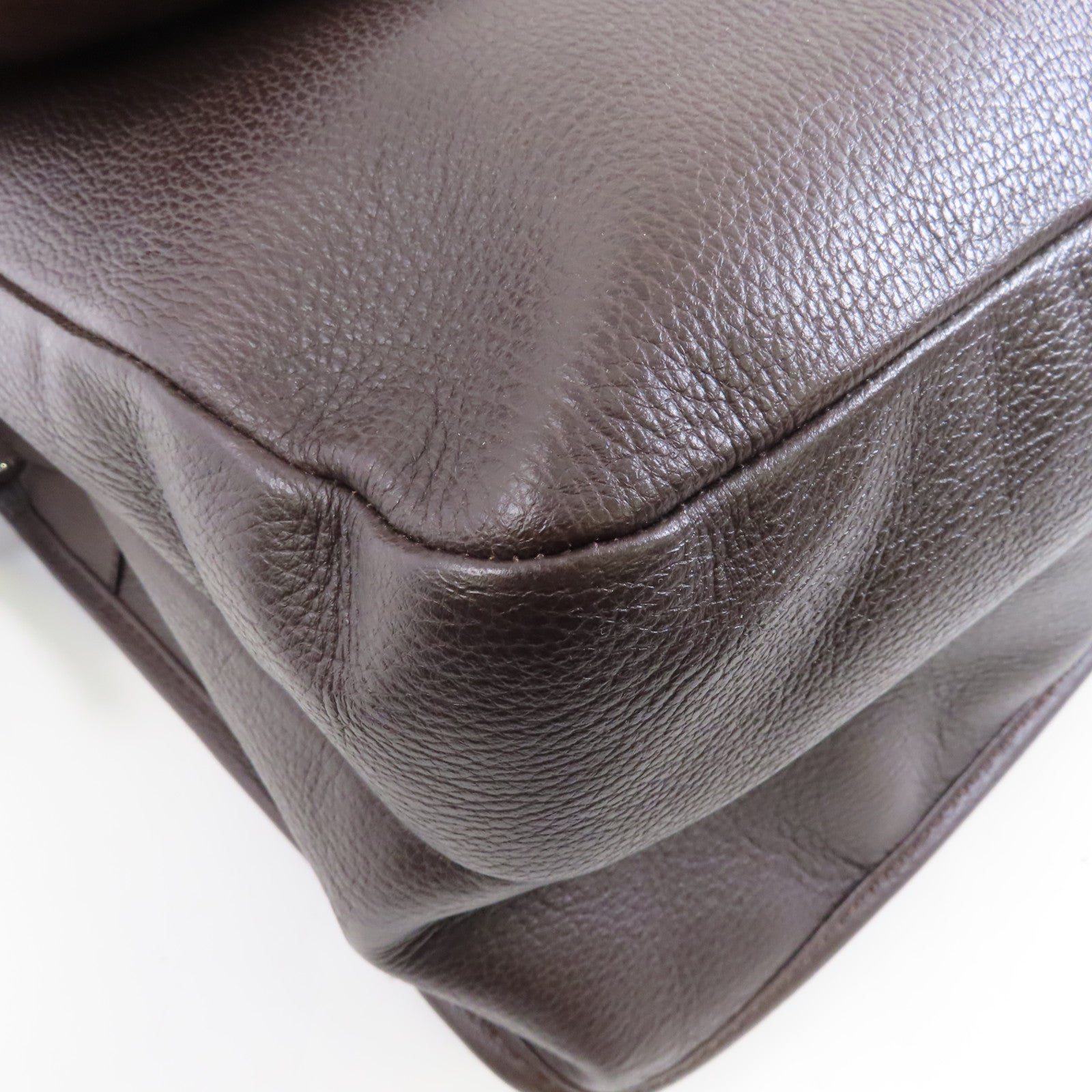 LOEWE 牛皮皮革Shoulder Bag銀扣肩背袋啡色