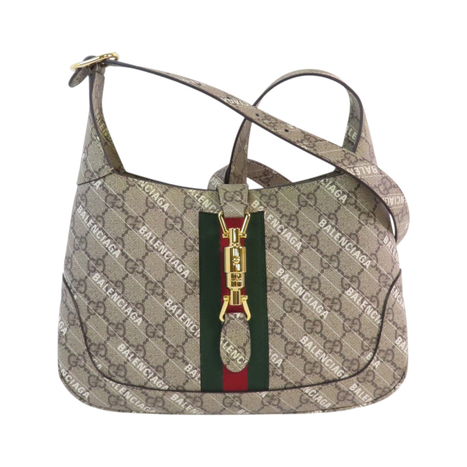 GUCCI 塗層帆布GuccixBaleniaga Jackie1961金扣手挽肩背兩用袋