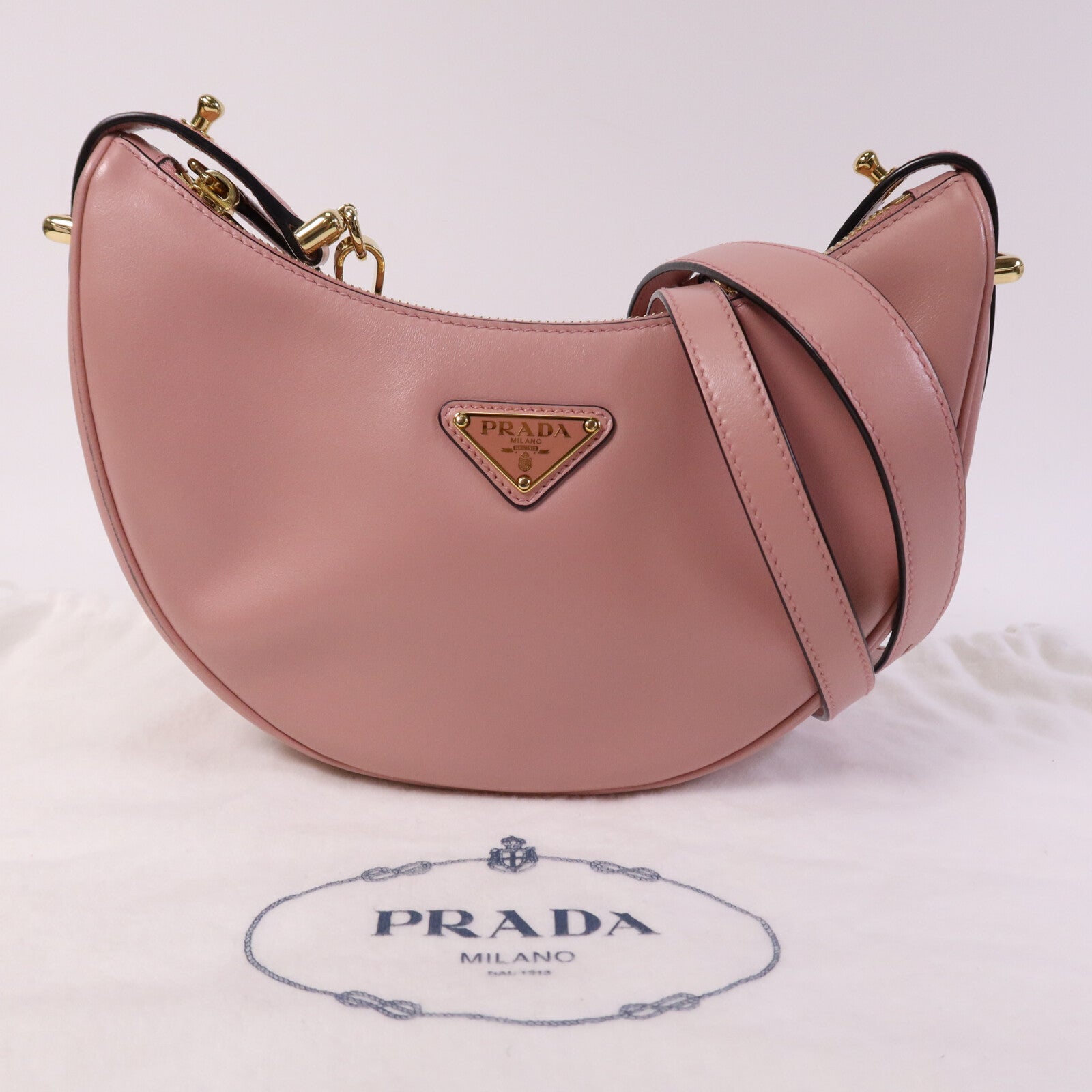 PRADA 牛皮皮革Arque金扣手挽肩背兩用袋