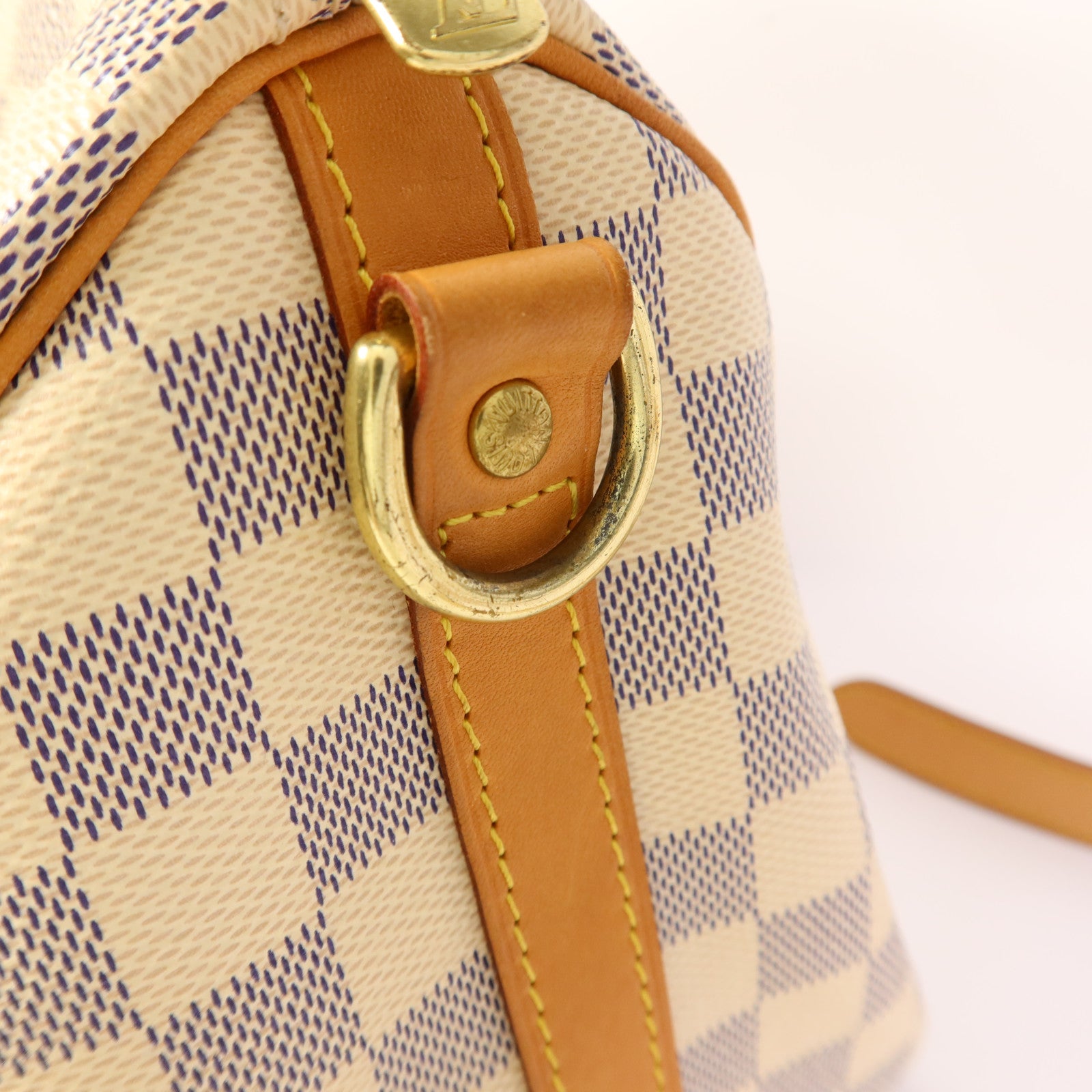 LOUIS VUITTON Damier Azur Speedy Bandouliere 25金扣手挽肩背兩用袋