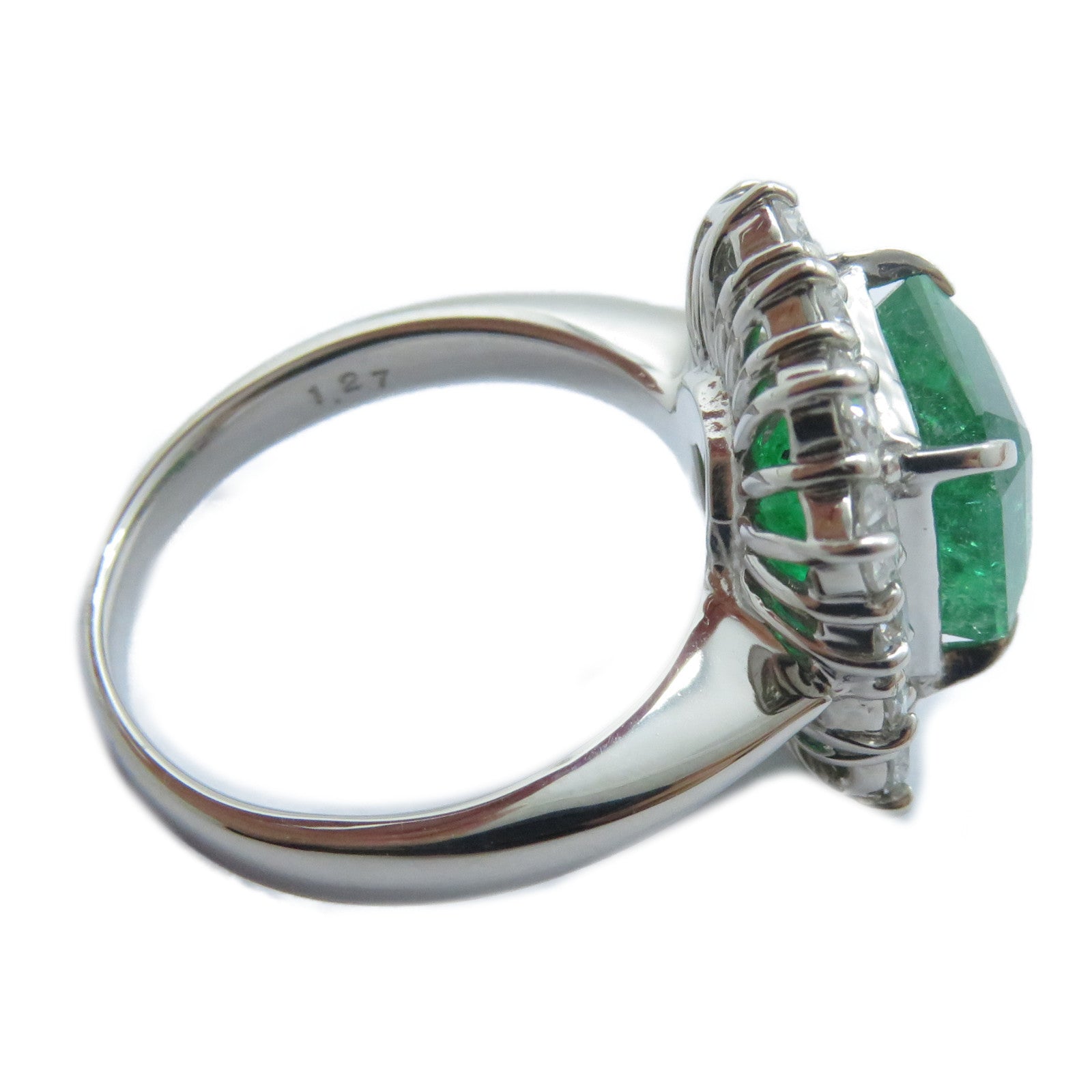 JEWELRY 【激減優惠】PT900鉑金Emerald Diamond Ring 3.89ct綠寶石/1.27ct鑽石戒指US#6.25