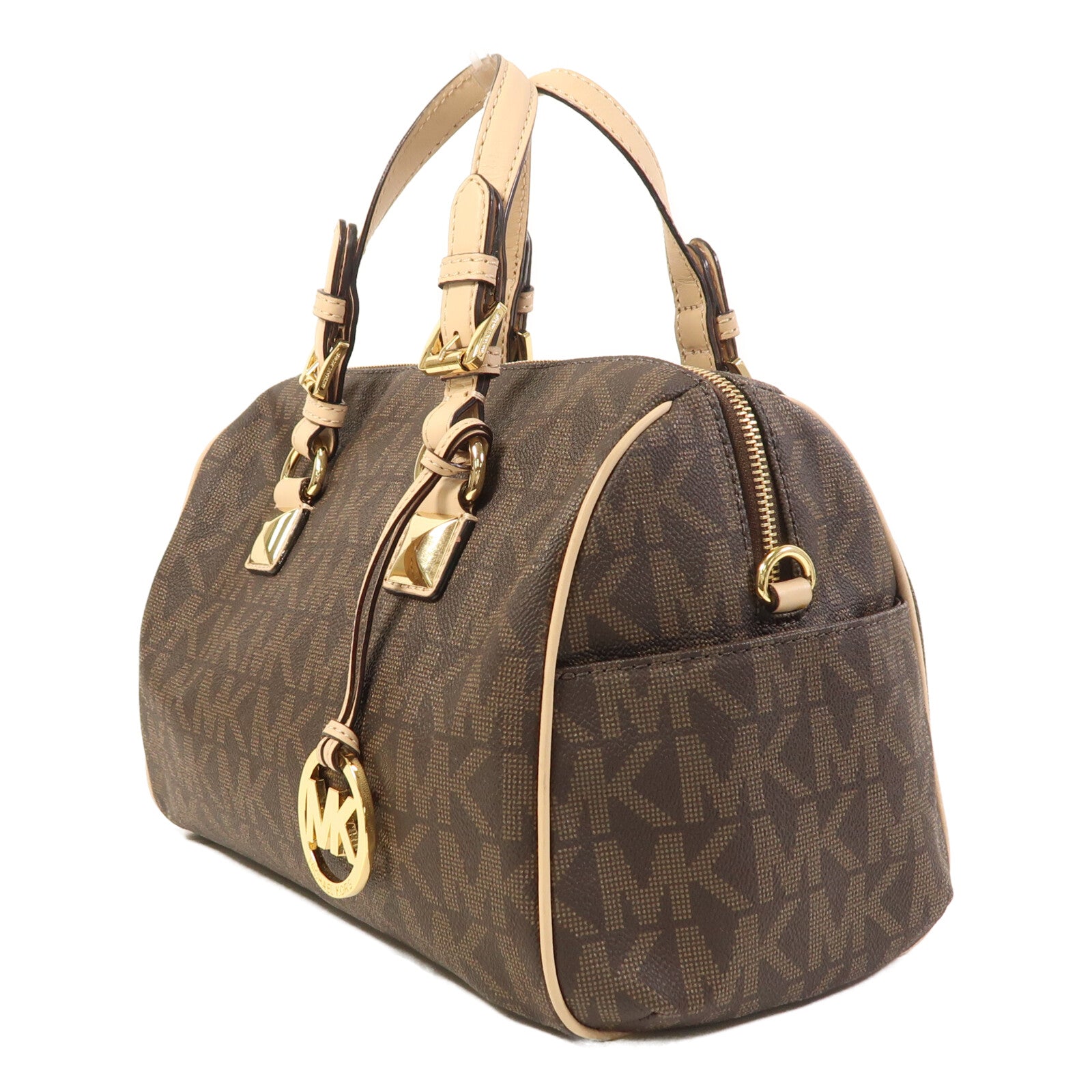 Michael Kors 塗層帆布Grayson金扣手挽袋