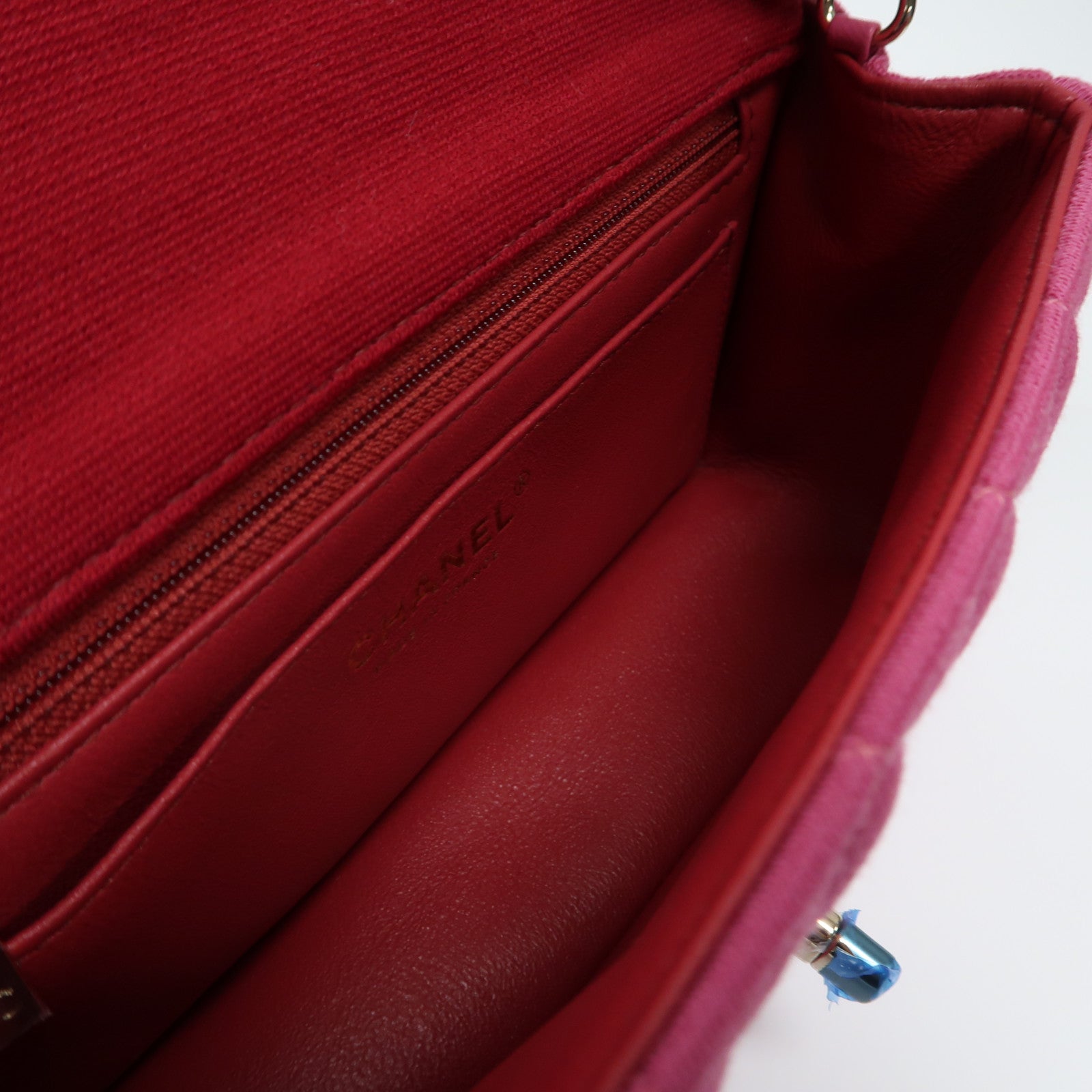 CHANEL 菱格帆布Chain Shoulder Bag金扣鏈帶肩背袋粉紅色