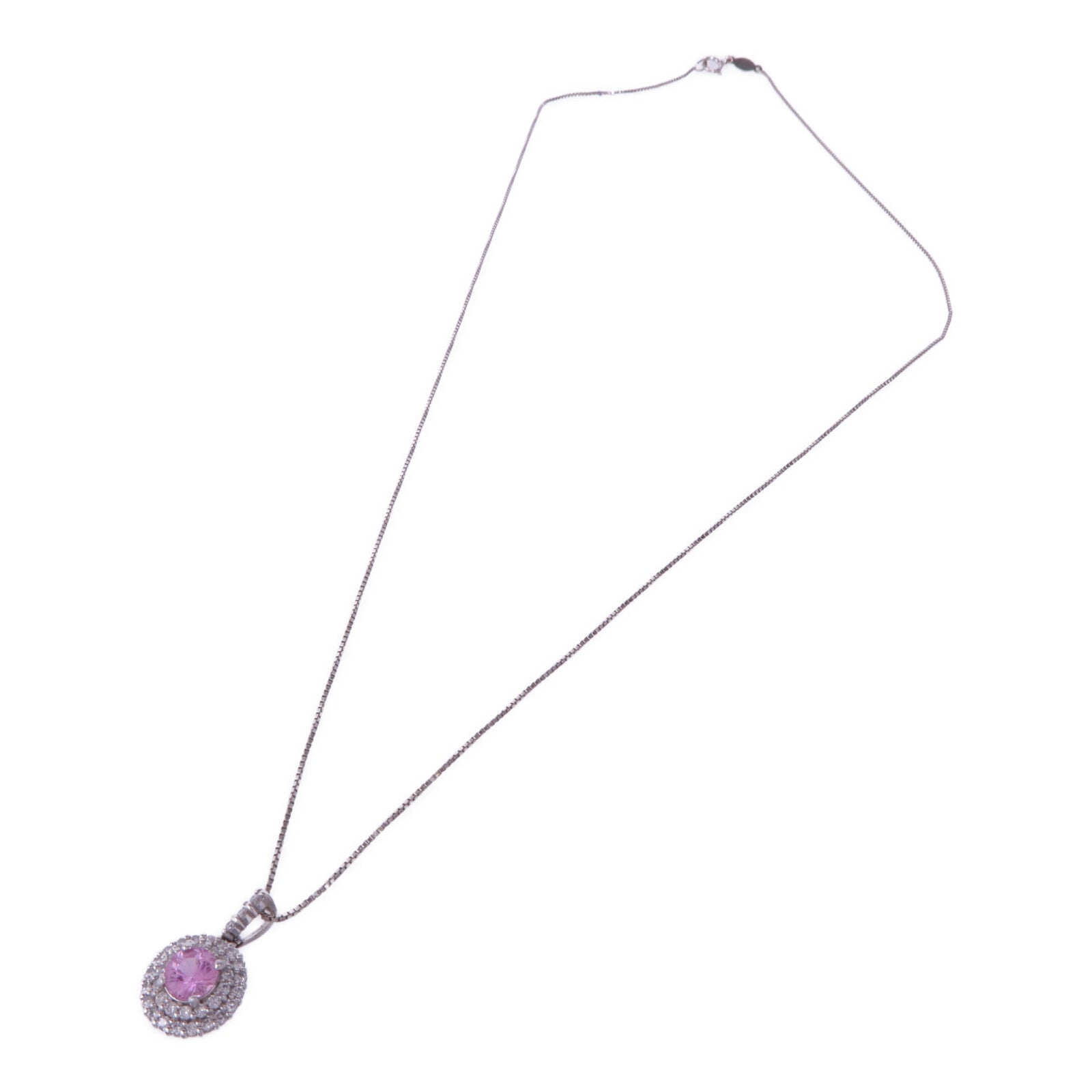 JEWELRY PT900鉑金/18K白金Pink Sapphire Diamond Ring粉紅藍寶石/鑽石項鍊