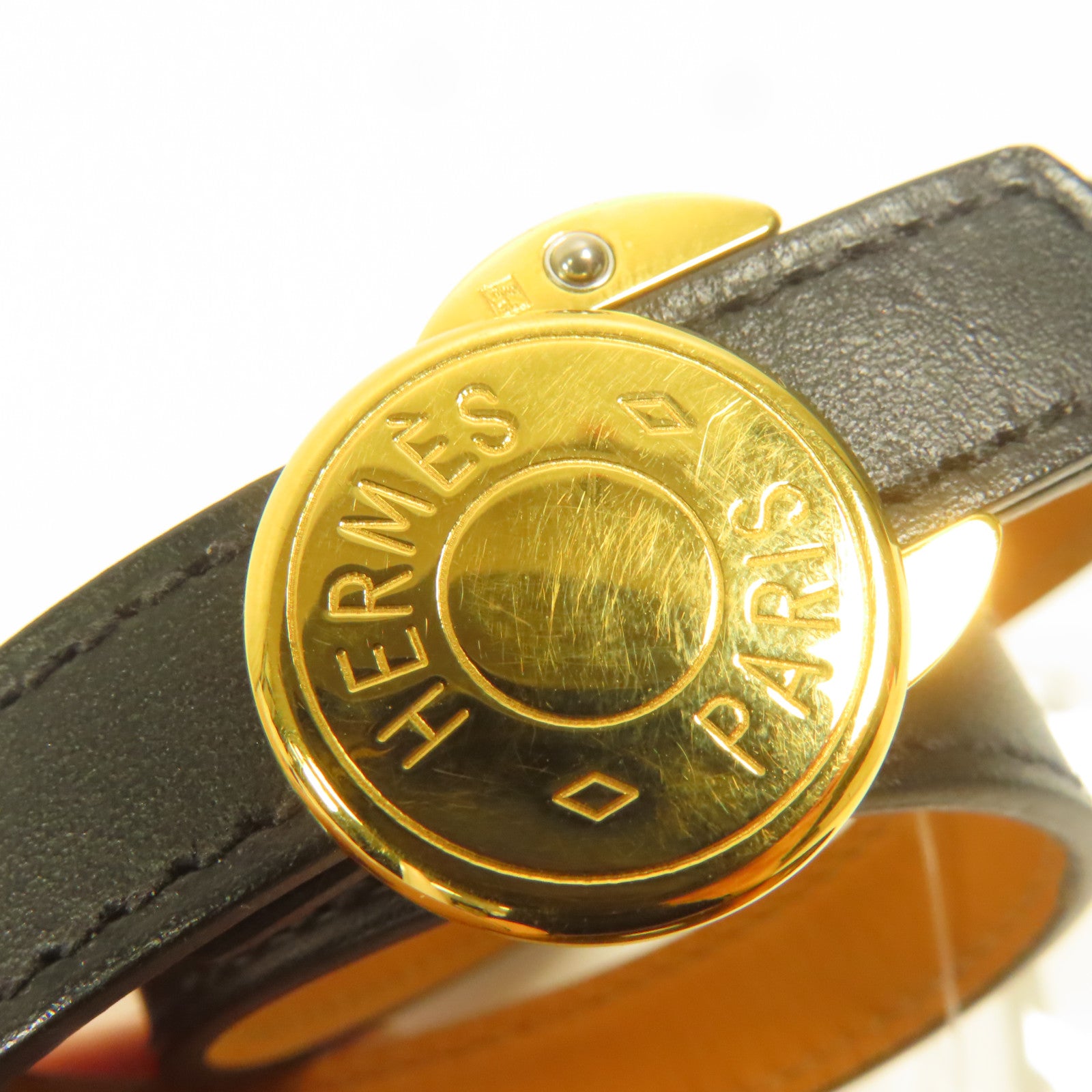 HERMES Swift皮革Bracelet金扣手帶Noir