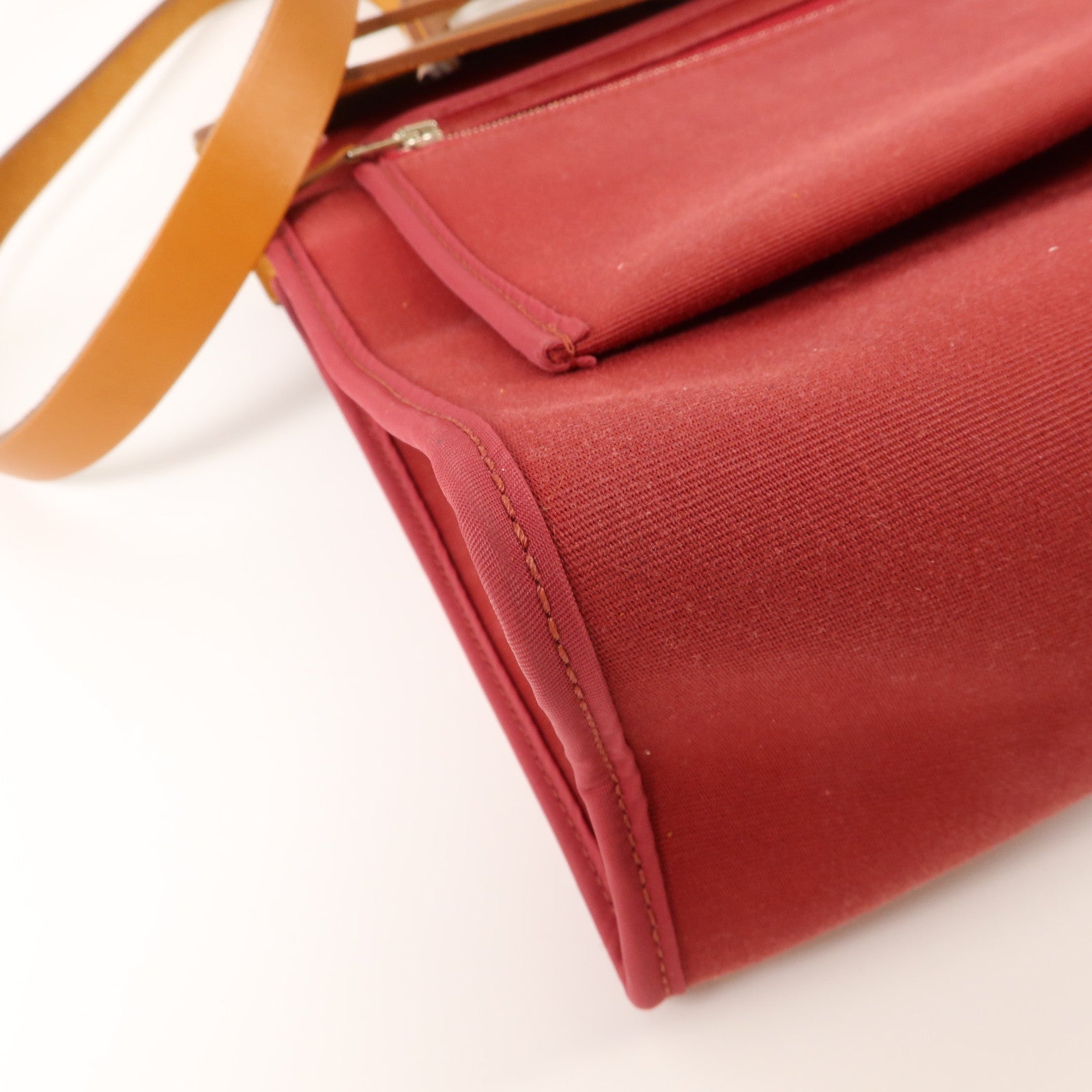 HERMES 帆布Herbag PM手挽肩背兩用袋Rubis/Fauve