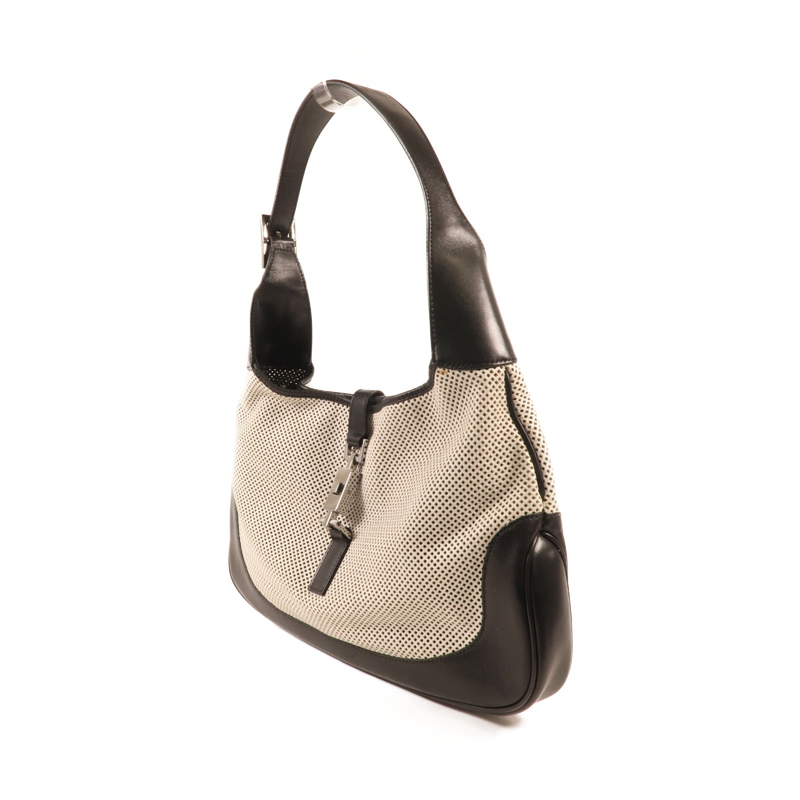 GUCCI 帆布Shoulder Bag銀扣肩背袋