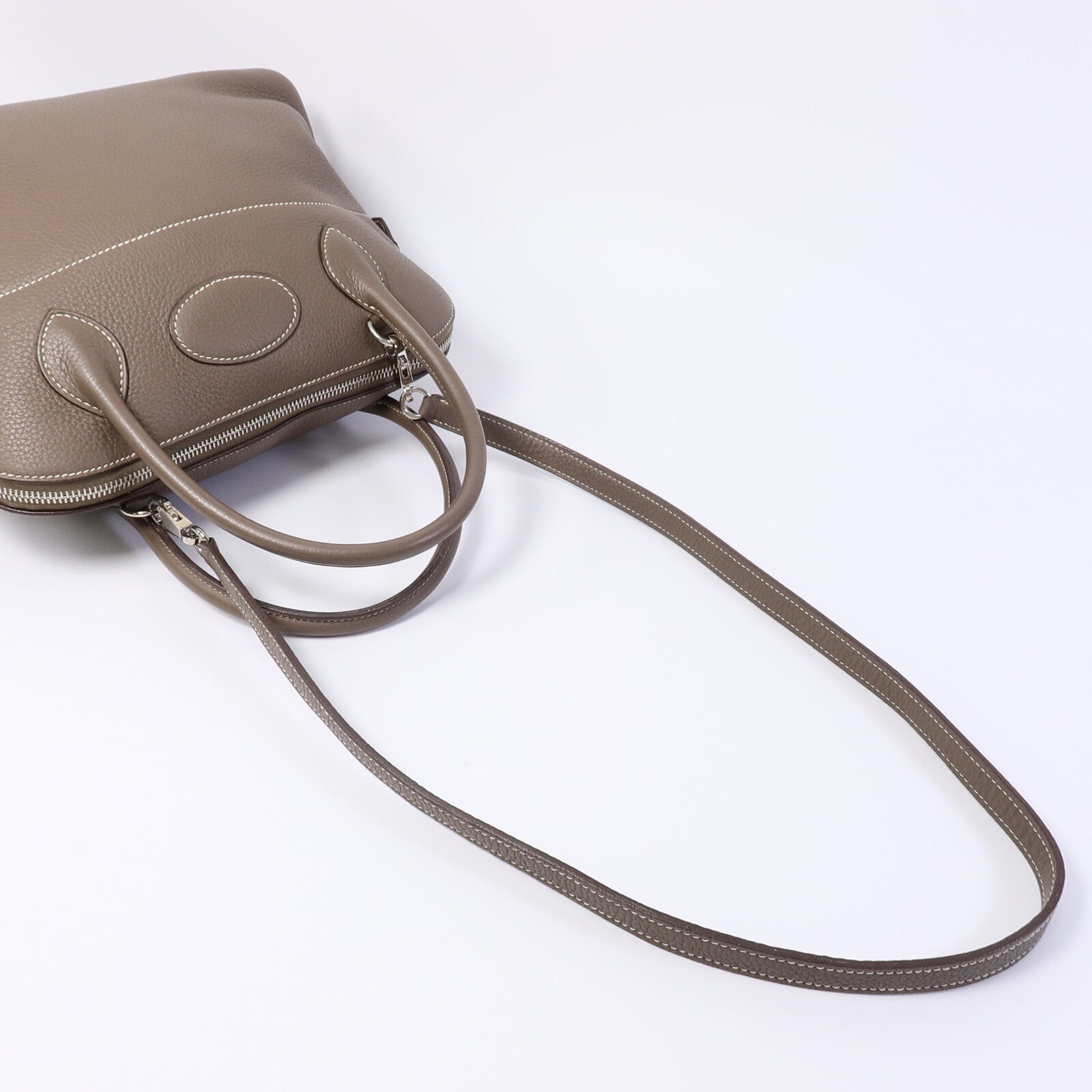 HERMES Clemence皮革Bolide 31手挽袋Etoupe