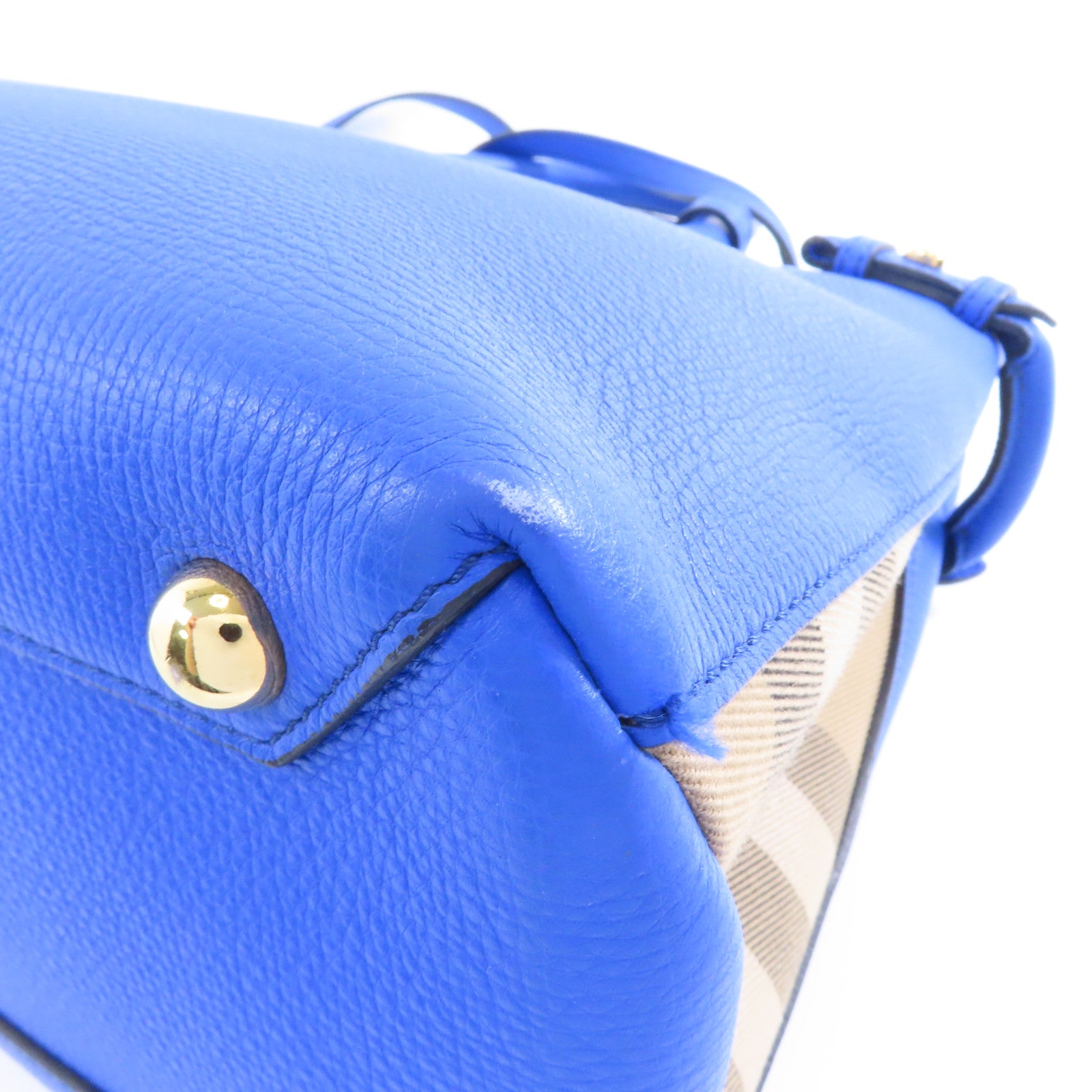 BURBERRY 牛皮皮革2way Shoulder Bag金扣手挽肩背兩用袋藍色