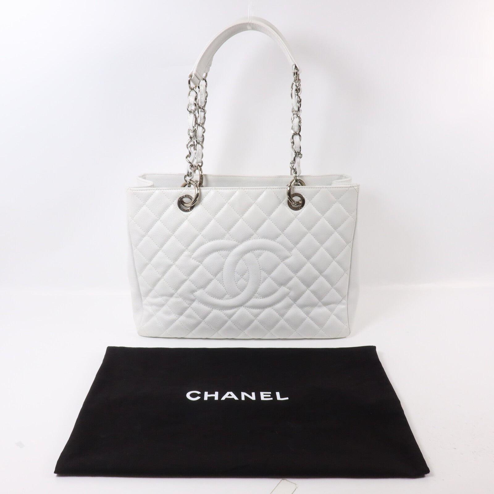 CHANEL 牛皮皮革GST Grand Shopping Tote Bag鏈帶肩背袋