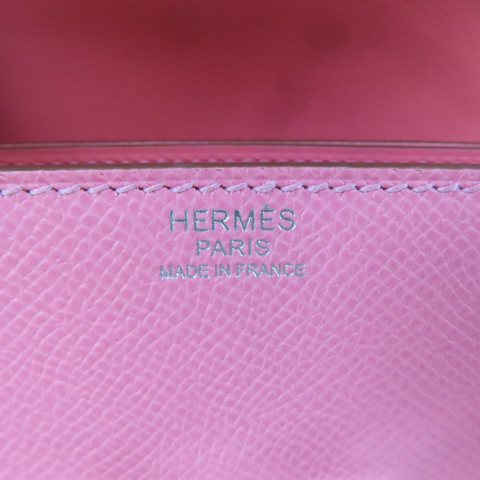 HERMES 【激減優惠】Epsom皮革Mosaique AU24銀扣肩背袋Rose Lipstick/粉紅色