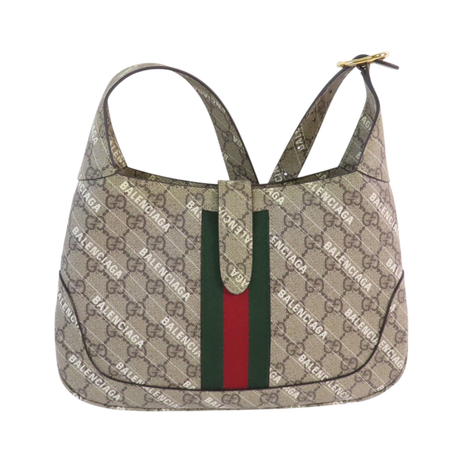 GUCCI 塗層帆布GuccixBaleniaga Jackie1961金扣手挽肩背兩用袋