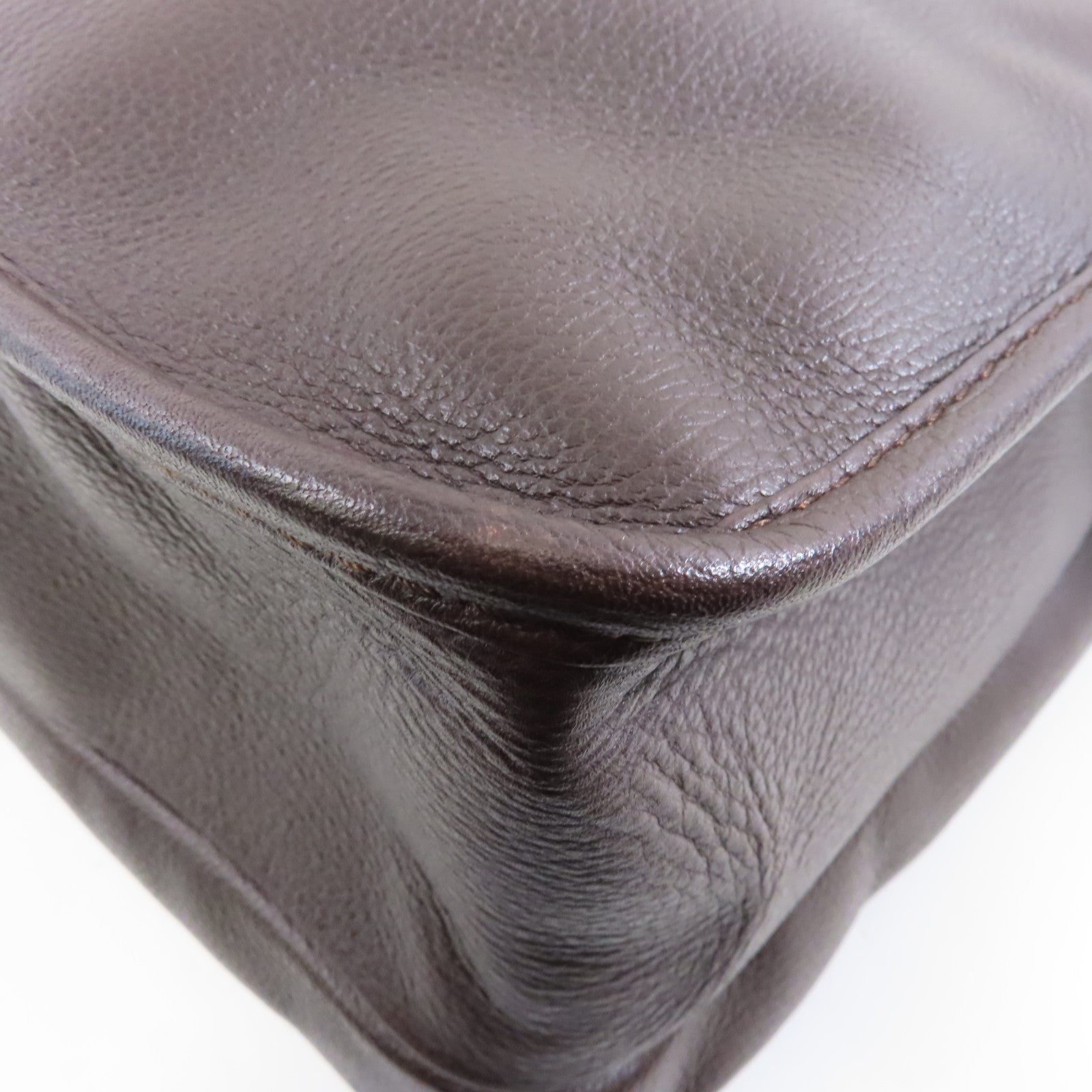 LOEWE 牛皮皮革Shoulder Bag銀扣肩背袋啡色