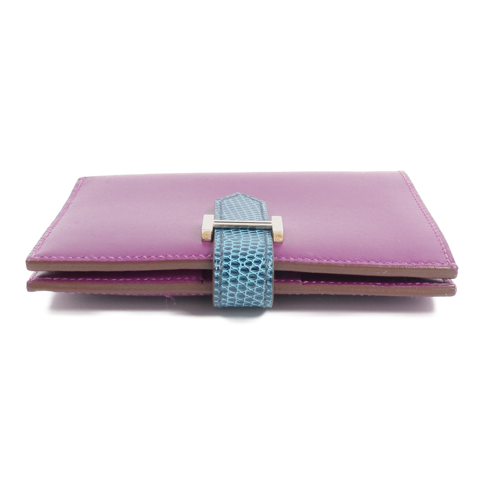HERMES Tadelakt 皮革/蜥蝪皮革Bearn Compact Wallet錢包Anemone