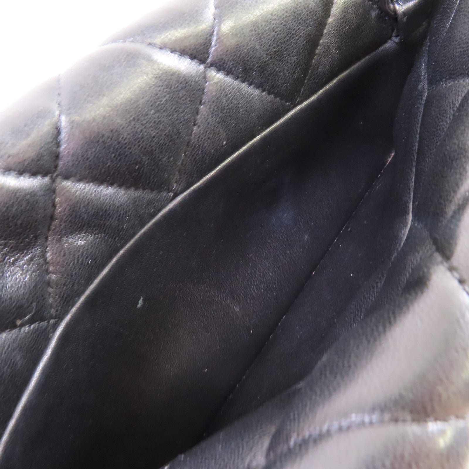 CHANEL 菱格羊皮皮革Chain Shoulder Bag銀扣鏈帶肩背袋黑色